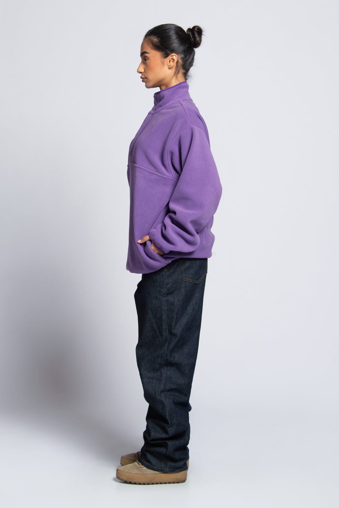 Insulated Polar Fleece Pullover with Hidden Snaps, Deep Pockets