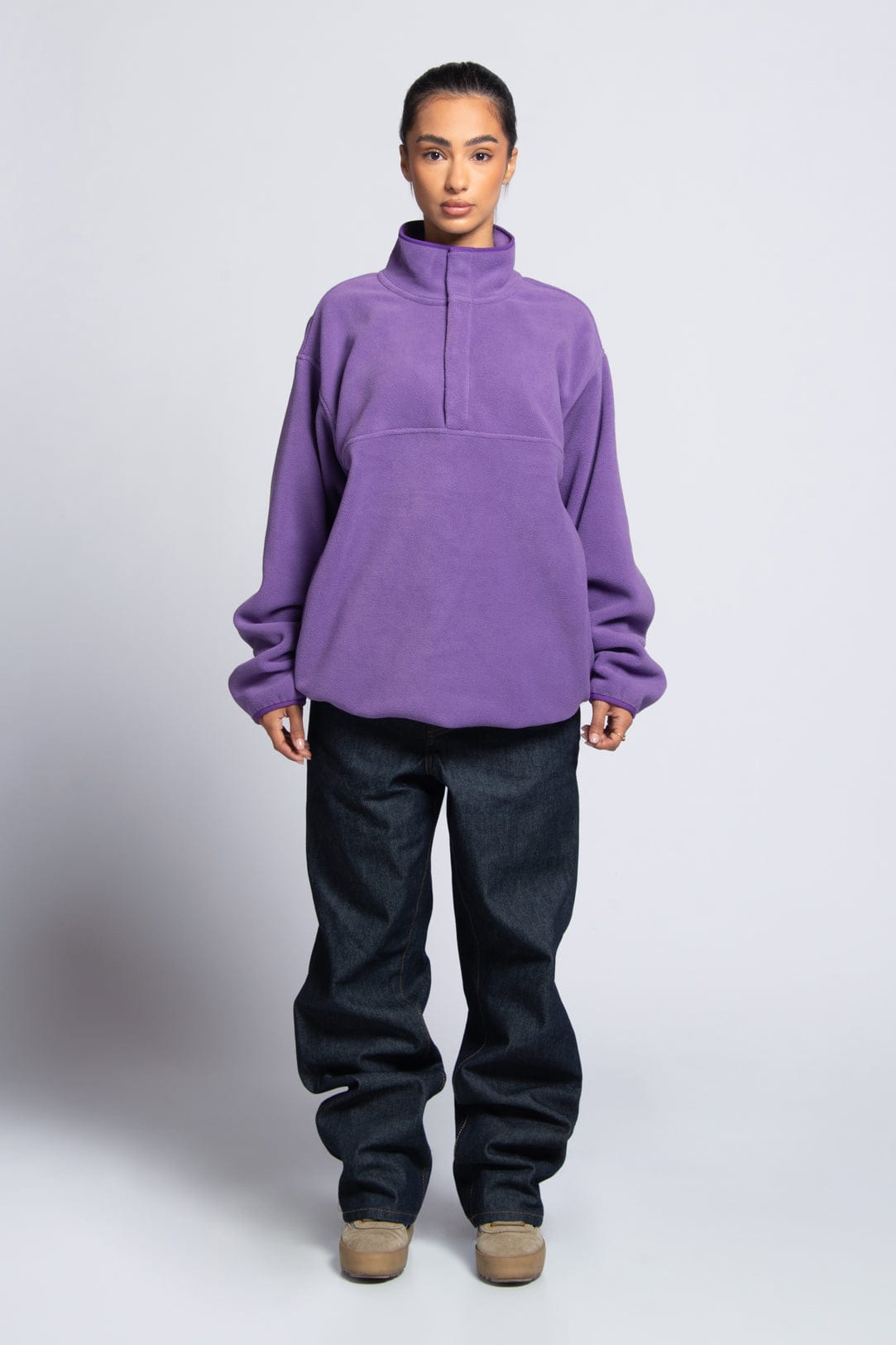 Insulated Polar Fleece Pullover with Hidden Snaps, Deep Pockets
