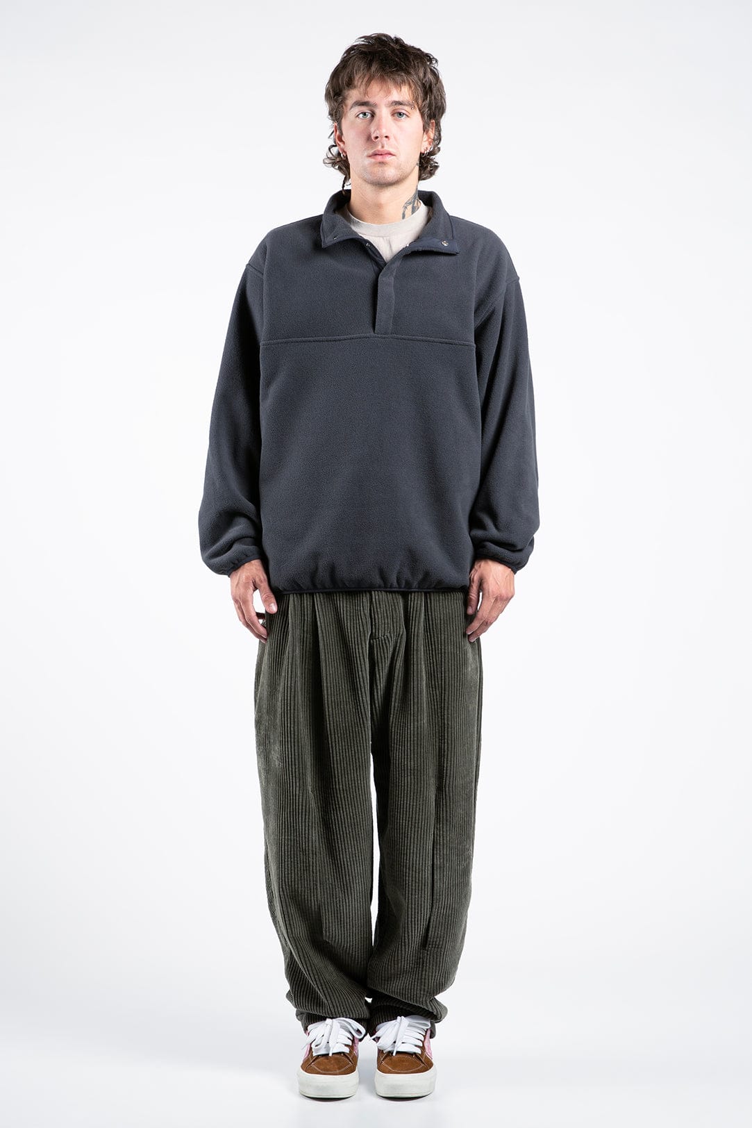 Insulated Polar Fleece Pullover with Hidden Snaps, Deep Pockets