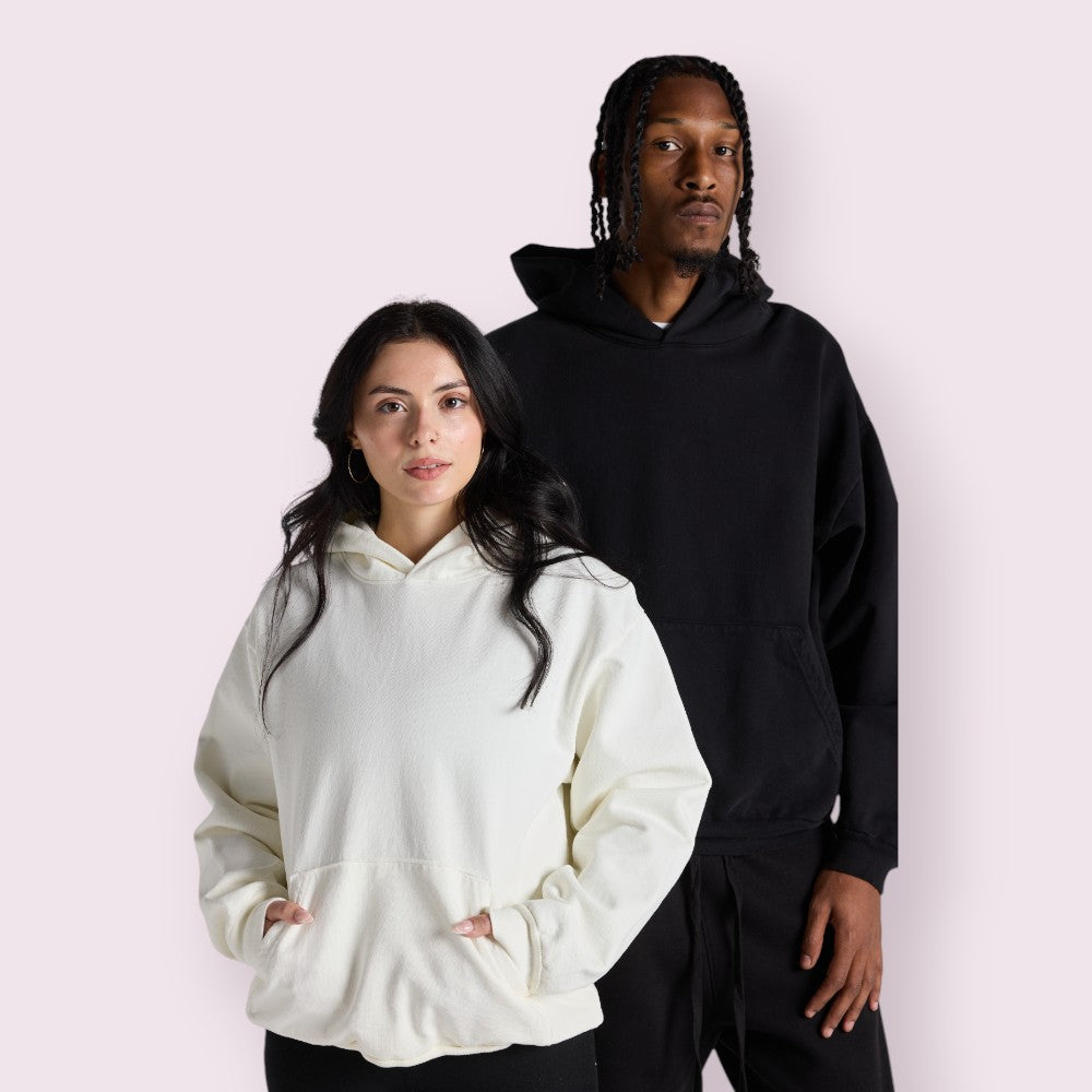 DOV Heavyweight Garment-Dyed Cotton Unisex Hoodie Shrink-Free Spacious Fit