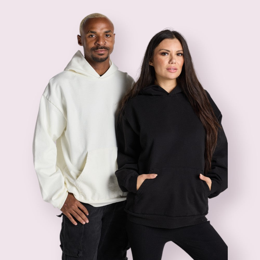 DOV Heavyweight Garment-Dyed Cotton Unisex Hoodie Shrink-Free Spacious Fit
