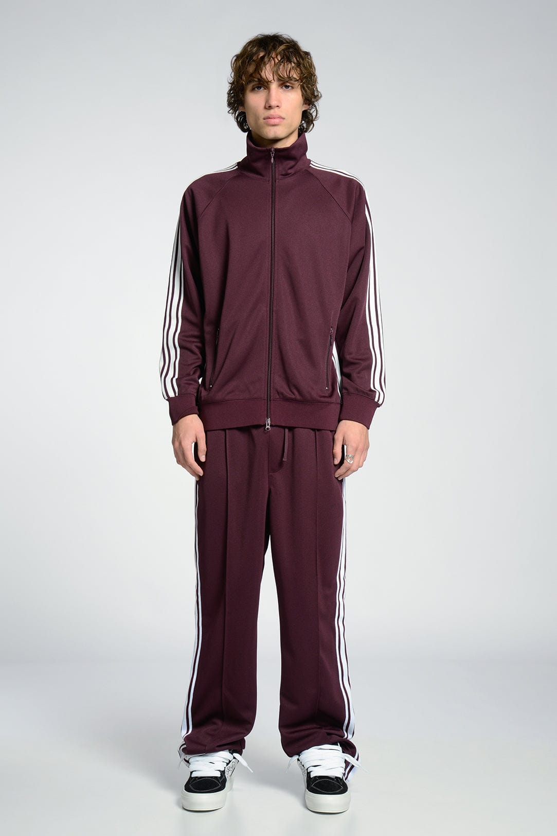 Premium Heavyweight Polyester Track Jacket with Custom Knit Taping and Two-Way Zipper