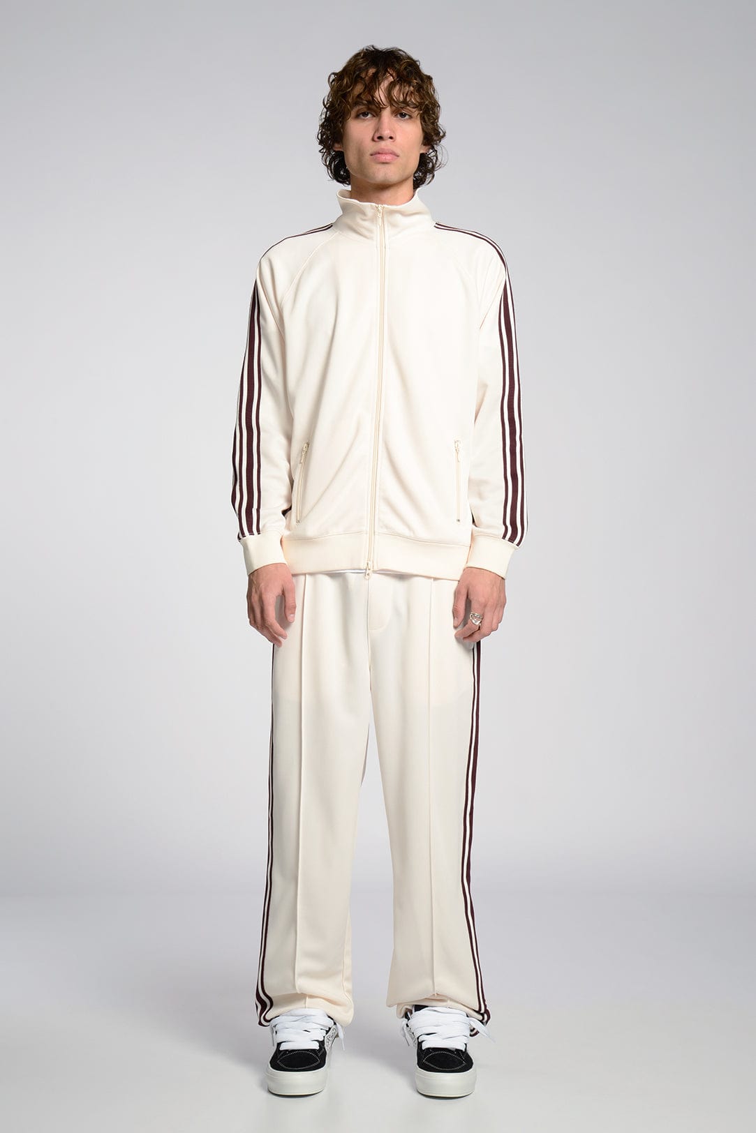 Premium Heavyweight Polyester Track Jacket with Custom Knit Taping and Two-Way Zipper
