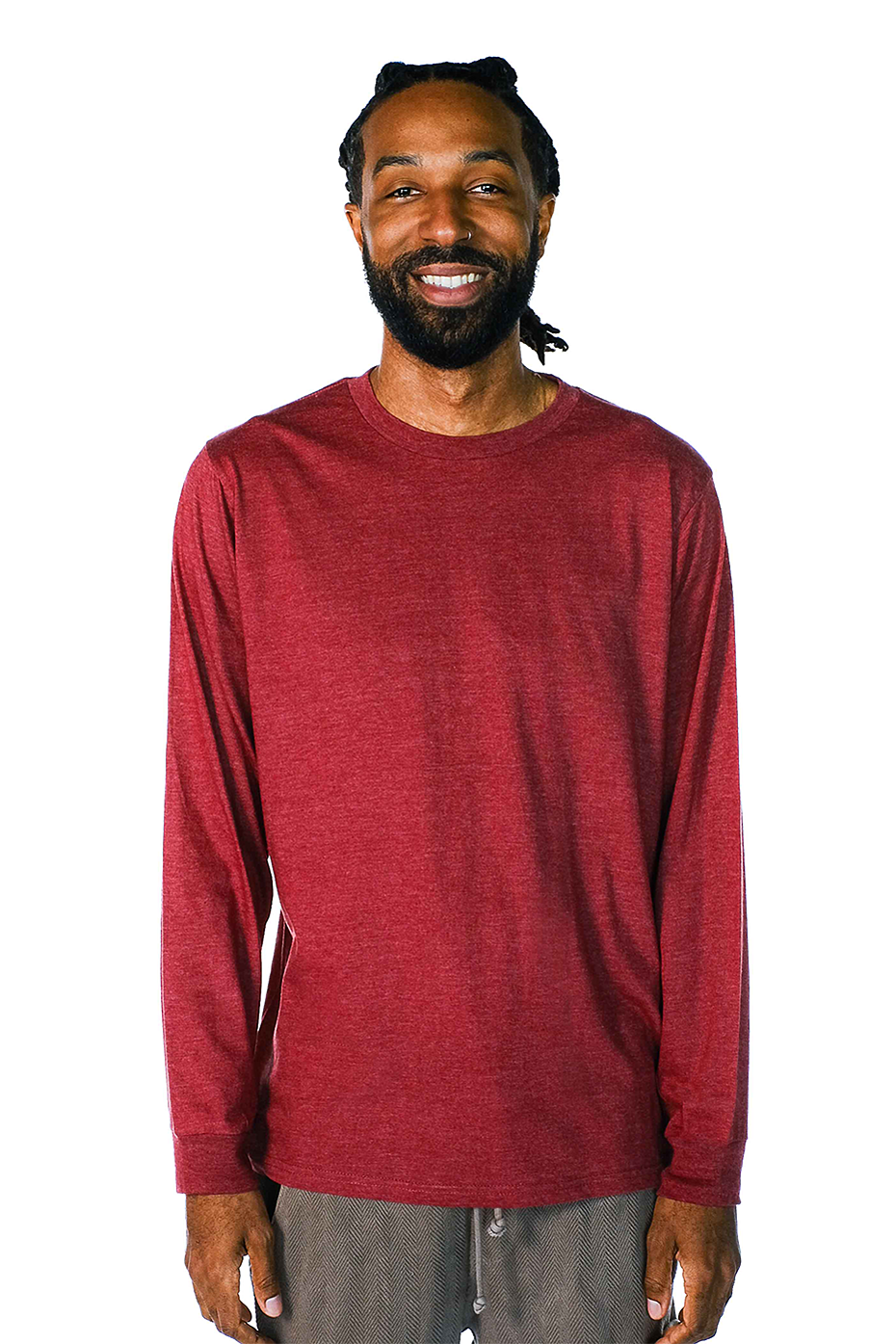Premium Heather Long Sleeve Crew Neck Tee CVC Cotton-Poly Blend
