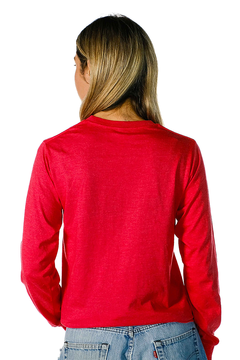 Premium Heather Long Sleeve Crew Neck Tee CVC Cotton-Poly Blend