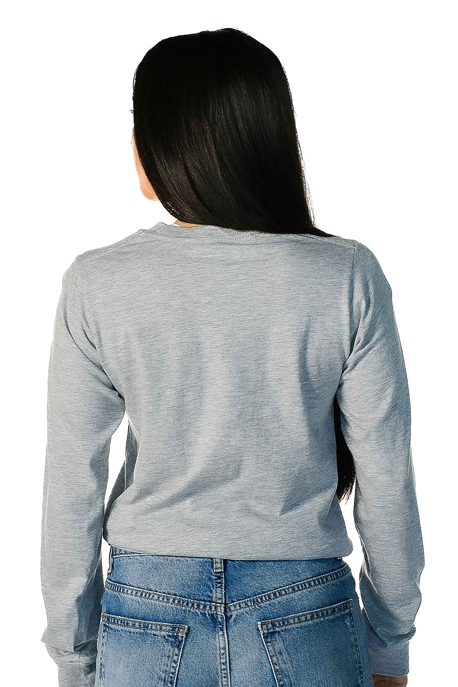 Premium Heather Long Sleeve Crew Neck Tee CVC Cotton-Poly Blend