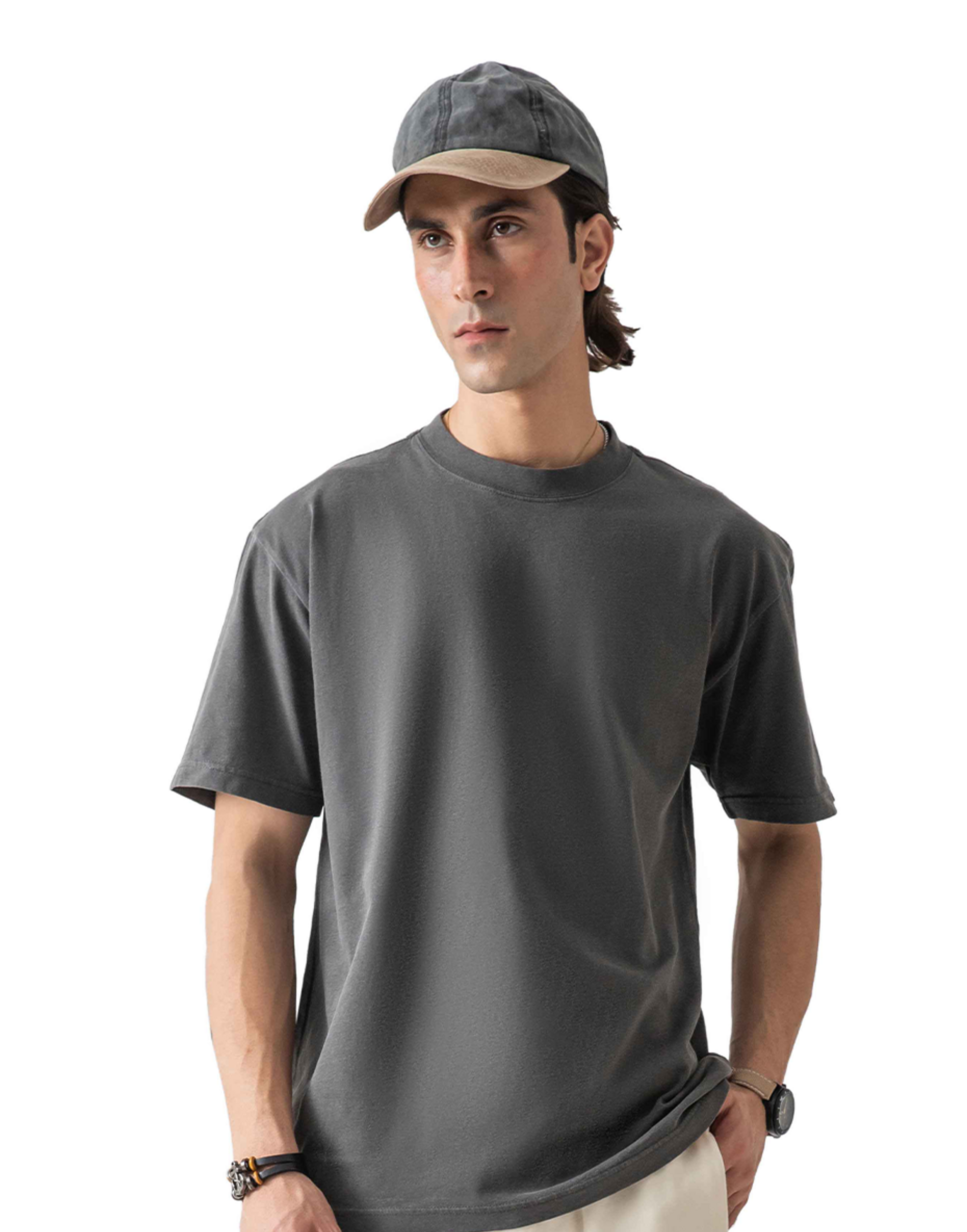 Heavyweight Oversized Garment-Dyed 100% Cotton Relaxed Fit T-Shirt