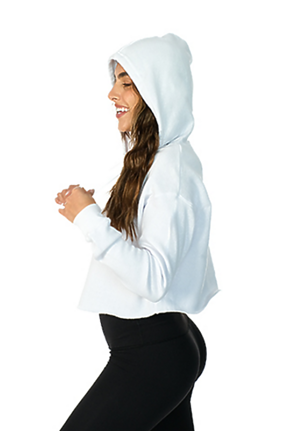 Women's Cropped Terry Fleece Hoodie 60% Cotton 40% Polyester