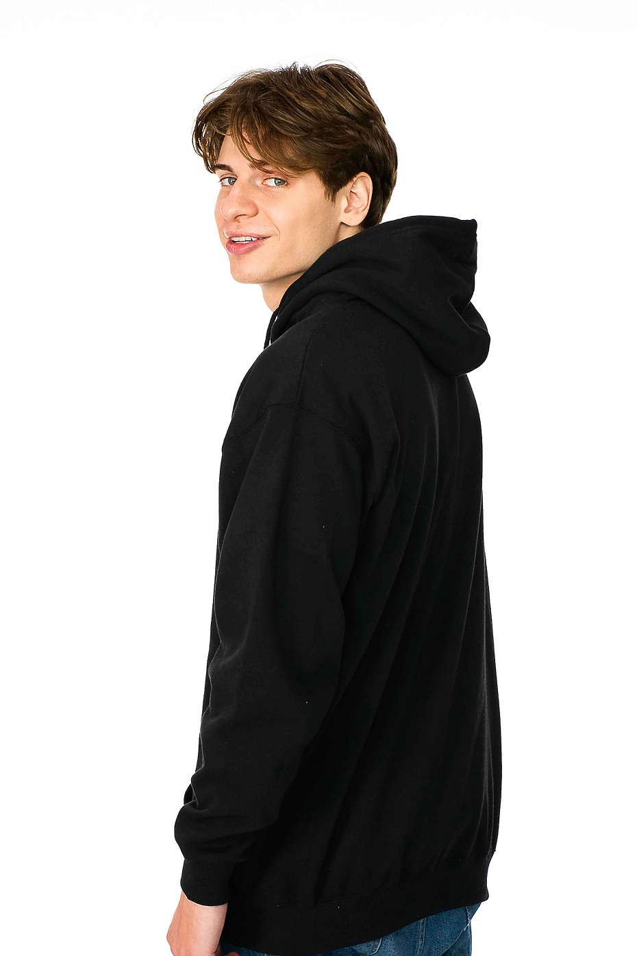 Recycled Cotton Blend Pullover Hoodie, Eco Fleece, Kangaroo Pocket