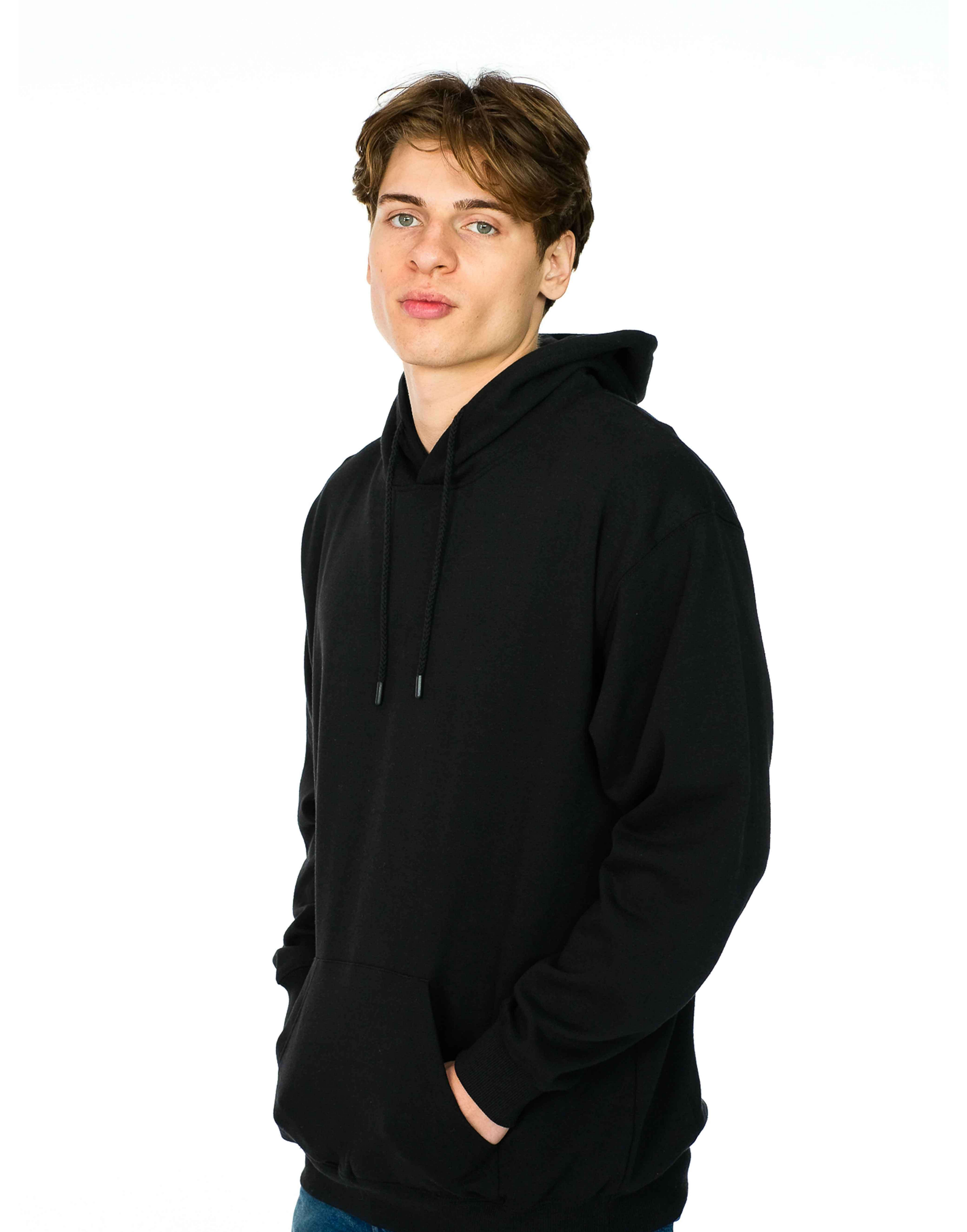 Recycled Cotton Blend Pullover Hoodie, Eco Fleece, Kangaroo Pocket
