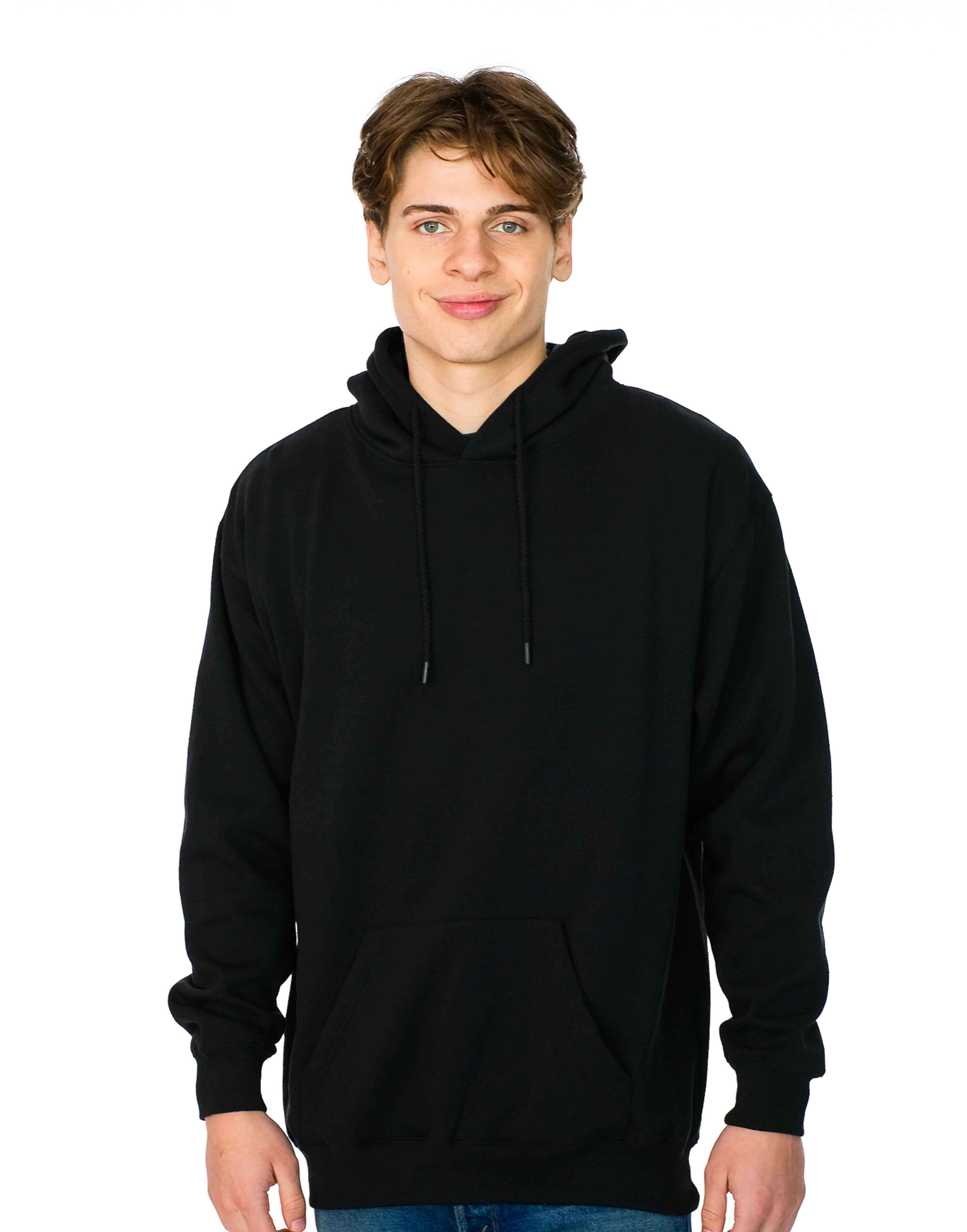 Recycled Cotton Blend Pullover Hoodie, Eco Fleece, Kangaroo Pocket