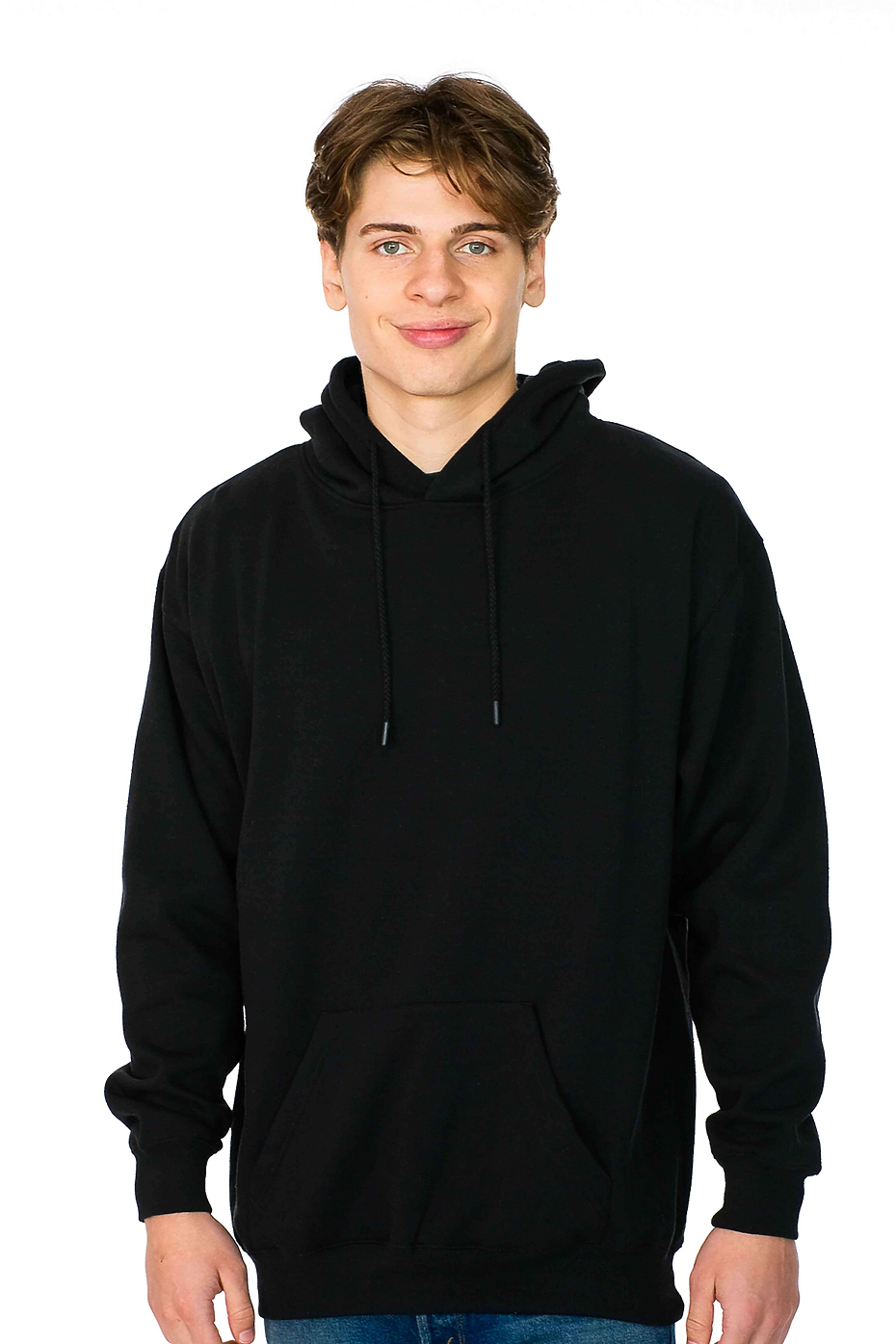 Recycled Cotton Blend Pullover Hoodie, Eco Fleece, Kangaroo Pocket