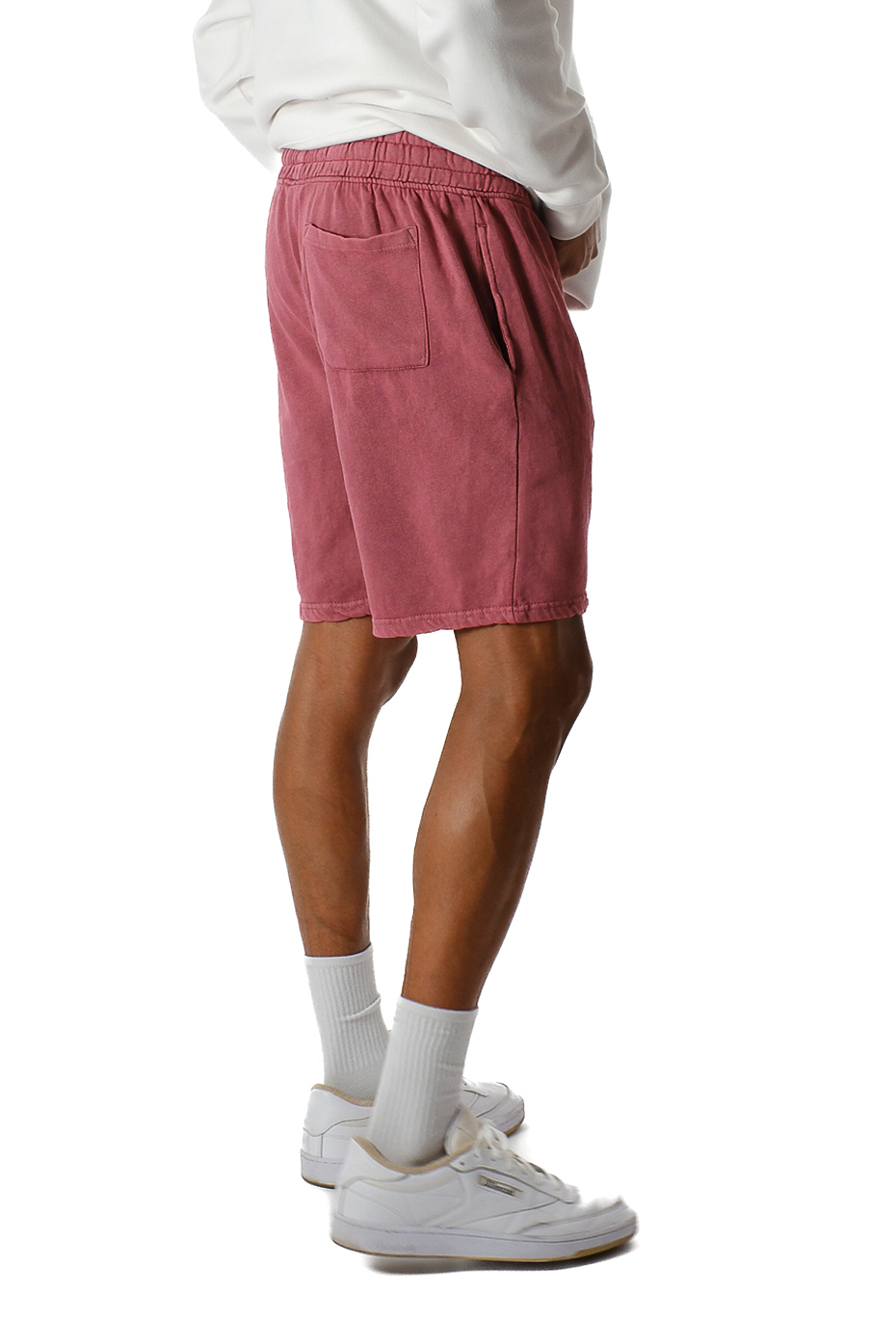 Vintage Mineral Washed Fleece Shorts Soft Cotton Blend Elastic Waistband