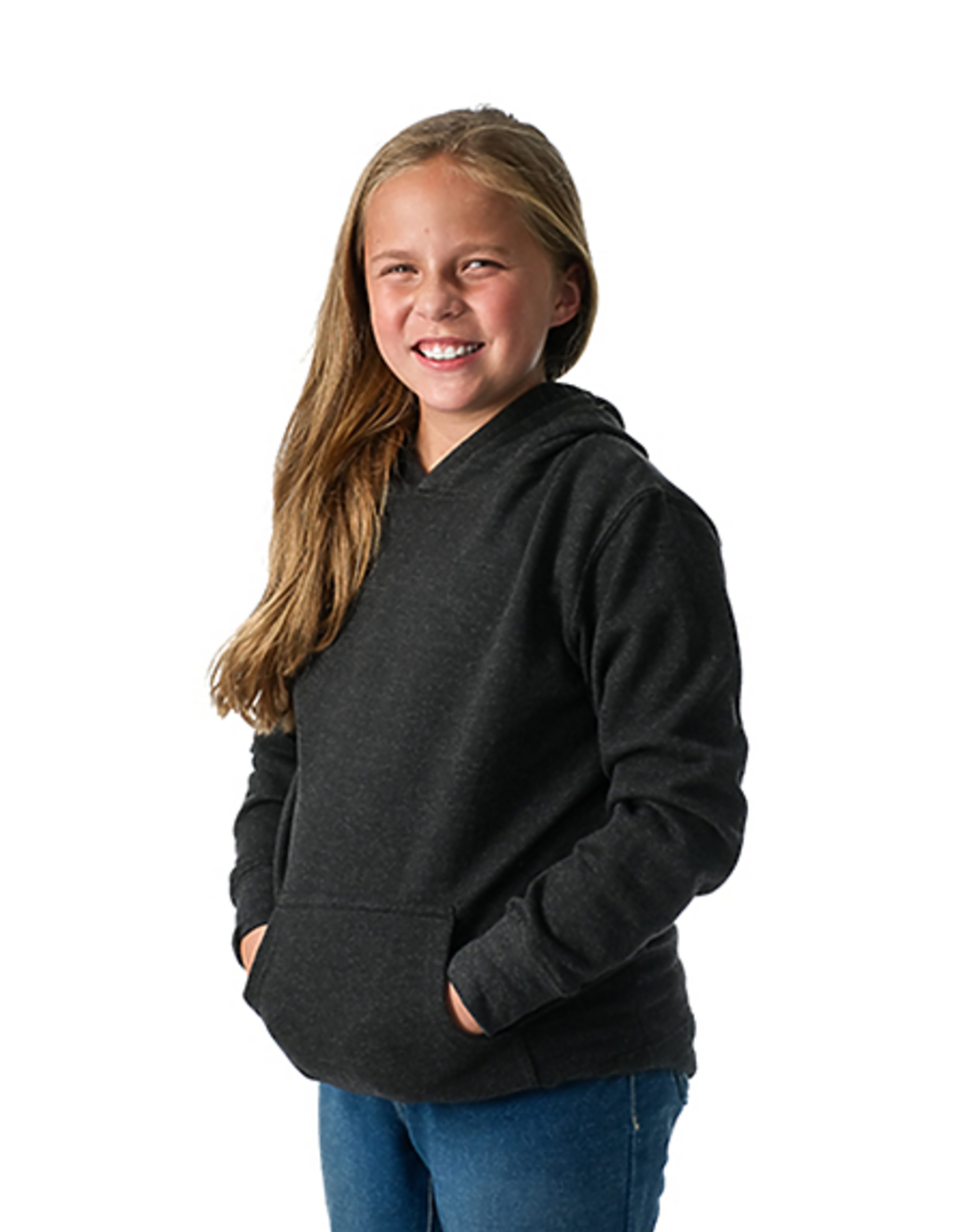 Youth Classic Pullover Hoodie Cotton-Poly Fleece Jersey-Lined Kangaroo Pocket