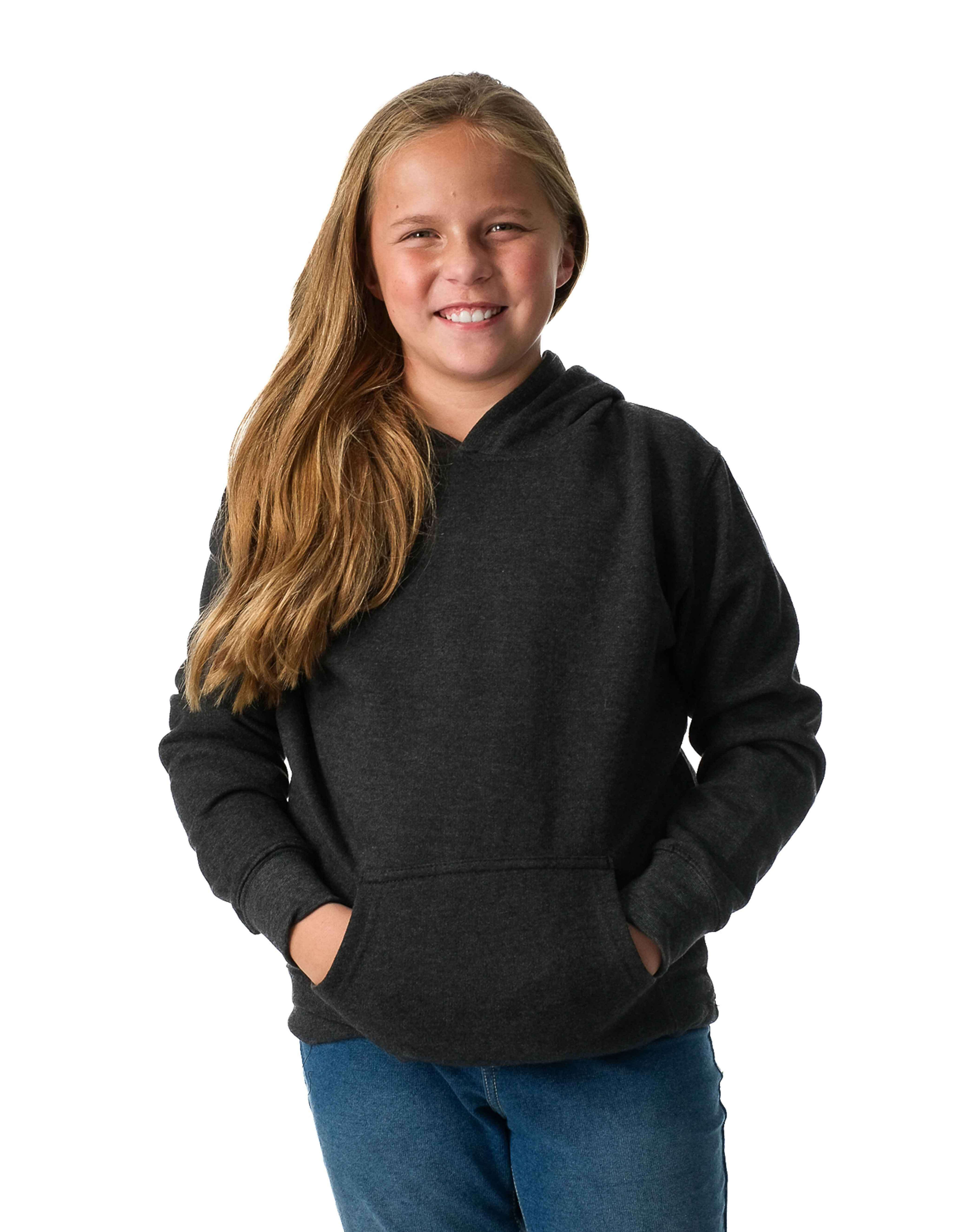 Youth Classic Pullover Hoodie Cotton-Poly Fleece Jersey-Lined Kangaroo Pocket