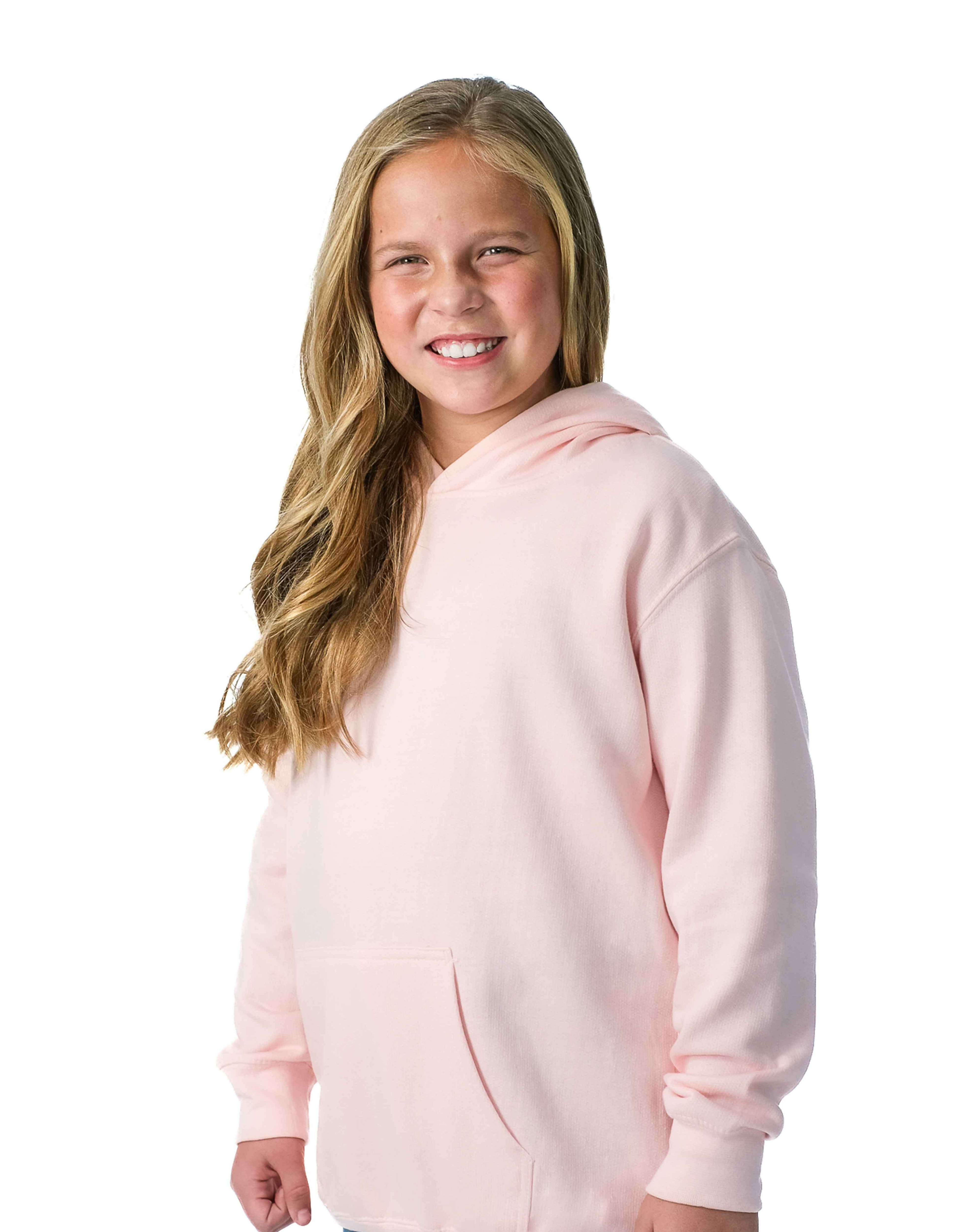 Youth Classic Pullover Hoodie Cotton-Poly Fleece Jersey-Lined Kangaroo Pocket
