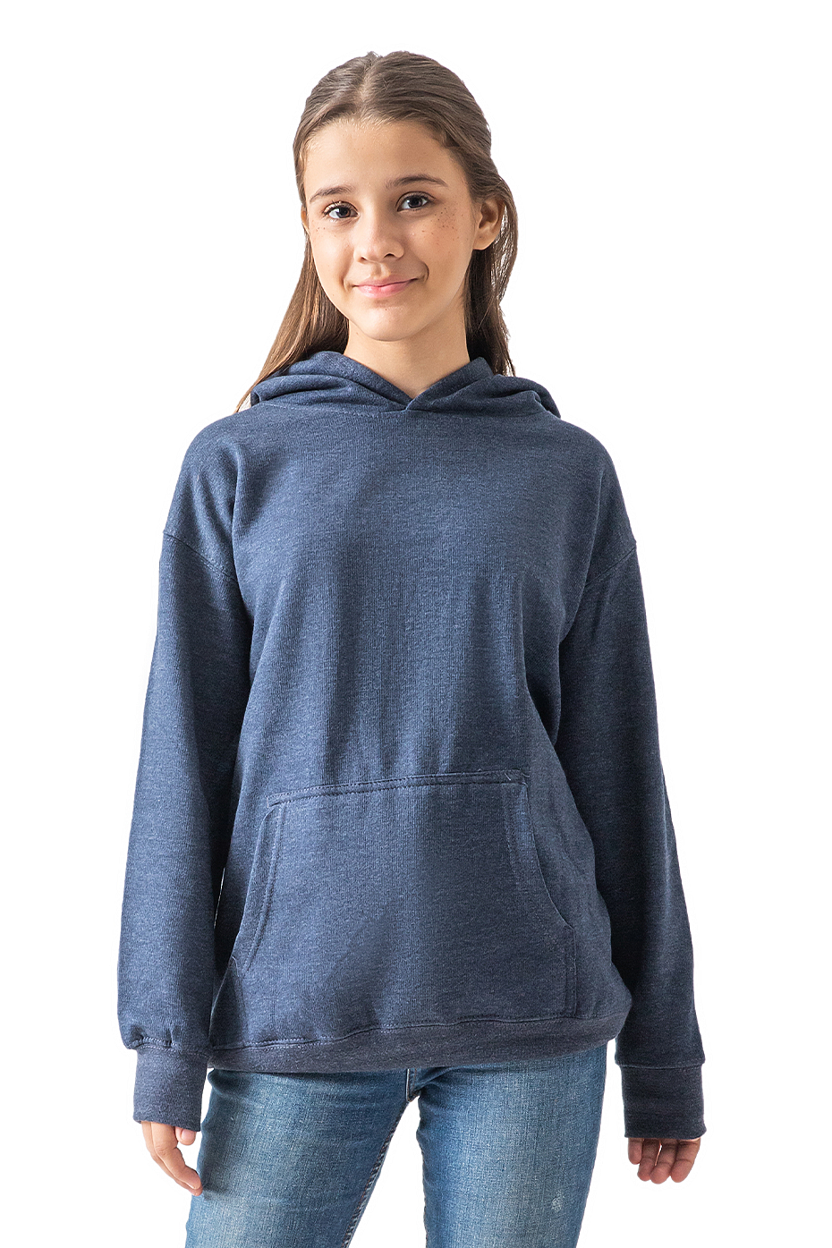 Youth Classic Pullover Hoodie Cotton-Poly Fleece Jersey-Lined Kangaroo Pocket