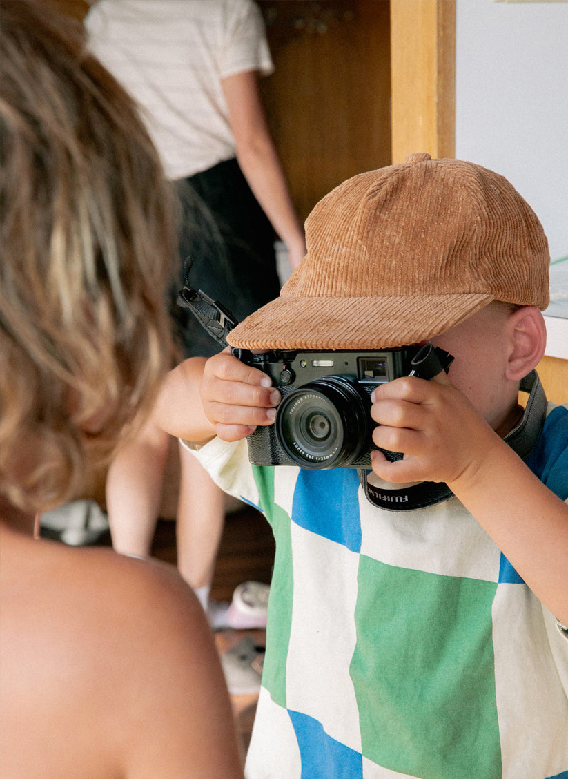 Kids Corduroy Field Trip Hat Adjustable Brass Strap 5-Panel