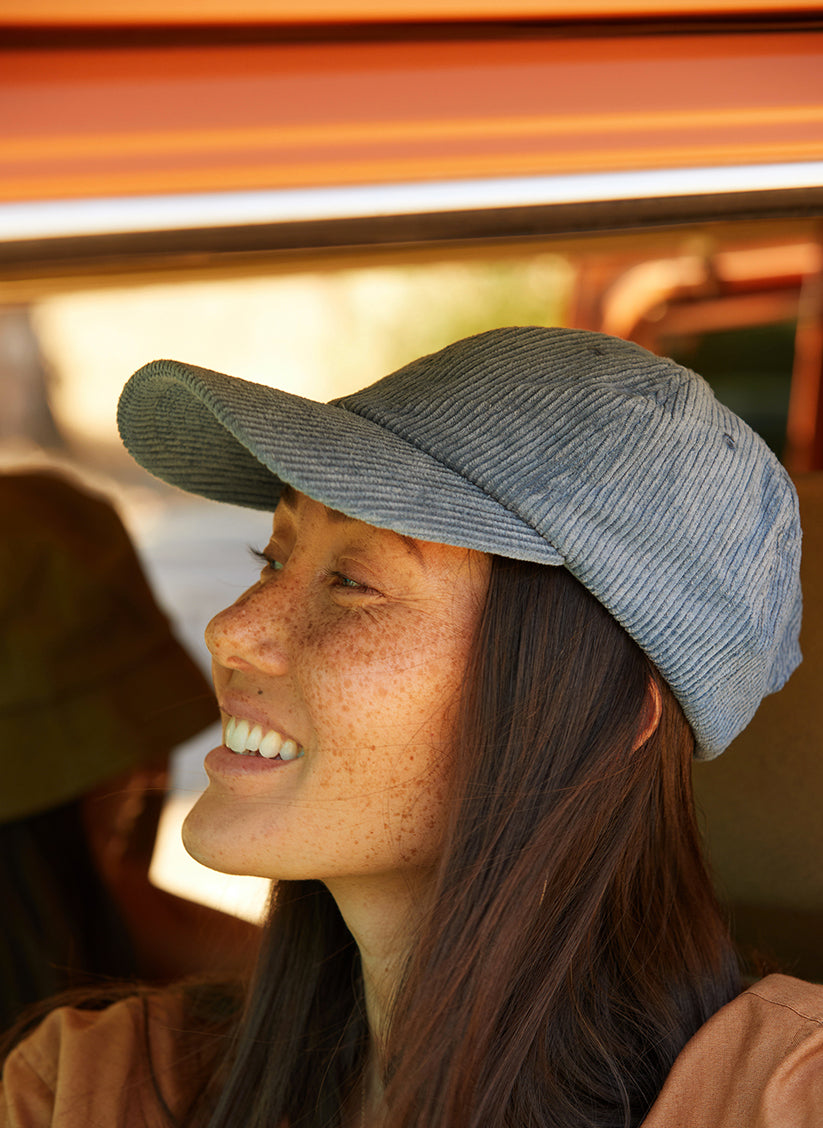 Corduroy Unstructured Dad Hat with Curved Brim and Brass Clasp