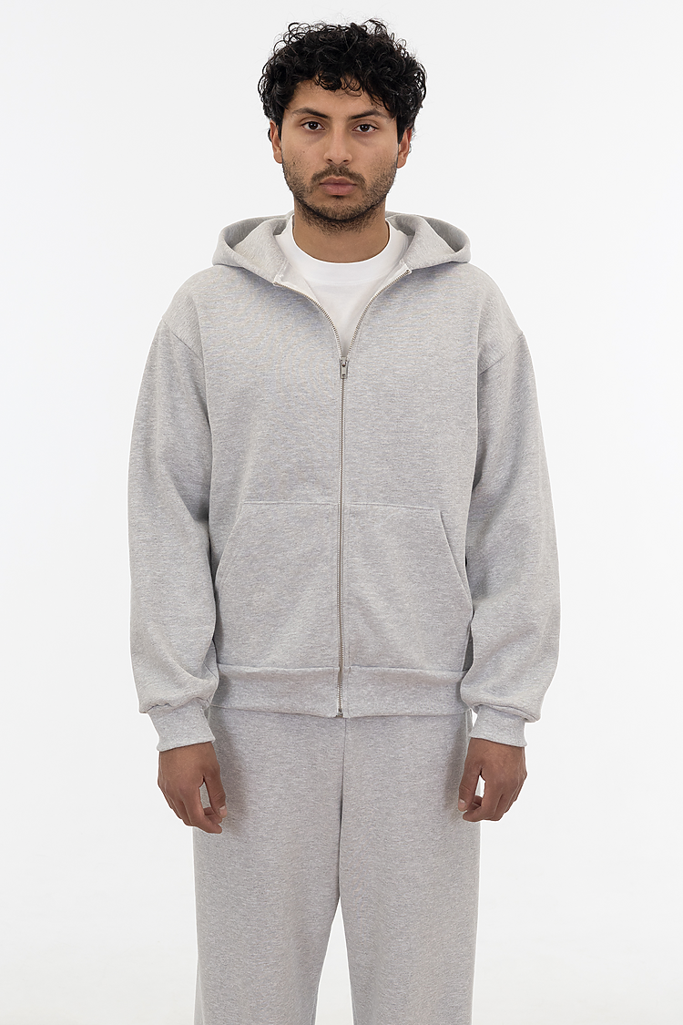 Premium Heavyweight 14oz Full-Zip Fleece Hoodie Loose Fit with Kangaroo Pocket