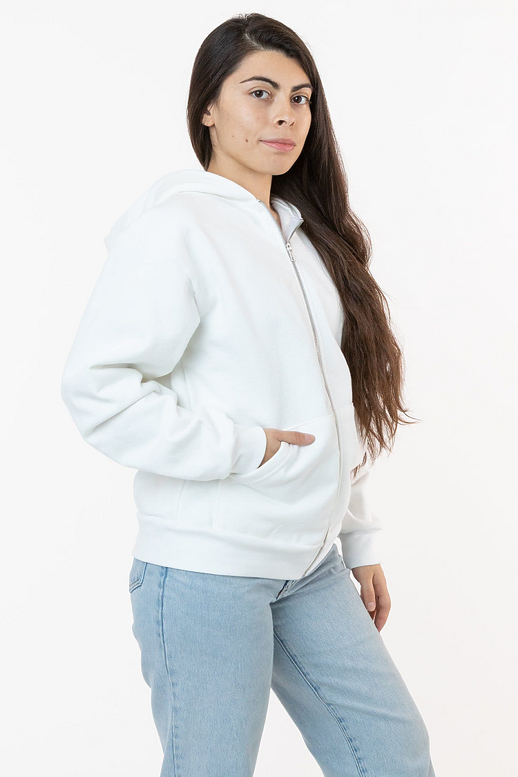 Premium Heavyweight 14oz Full-Zip Fleece Hoodie Loose Fit with Kangaroo Pocket