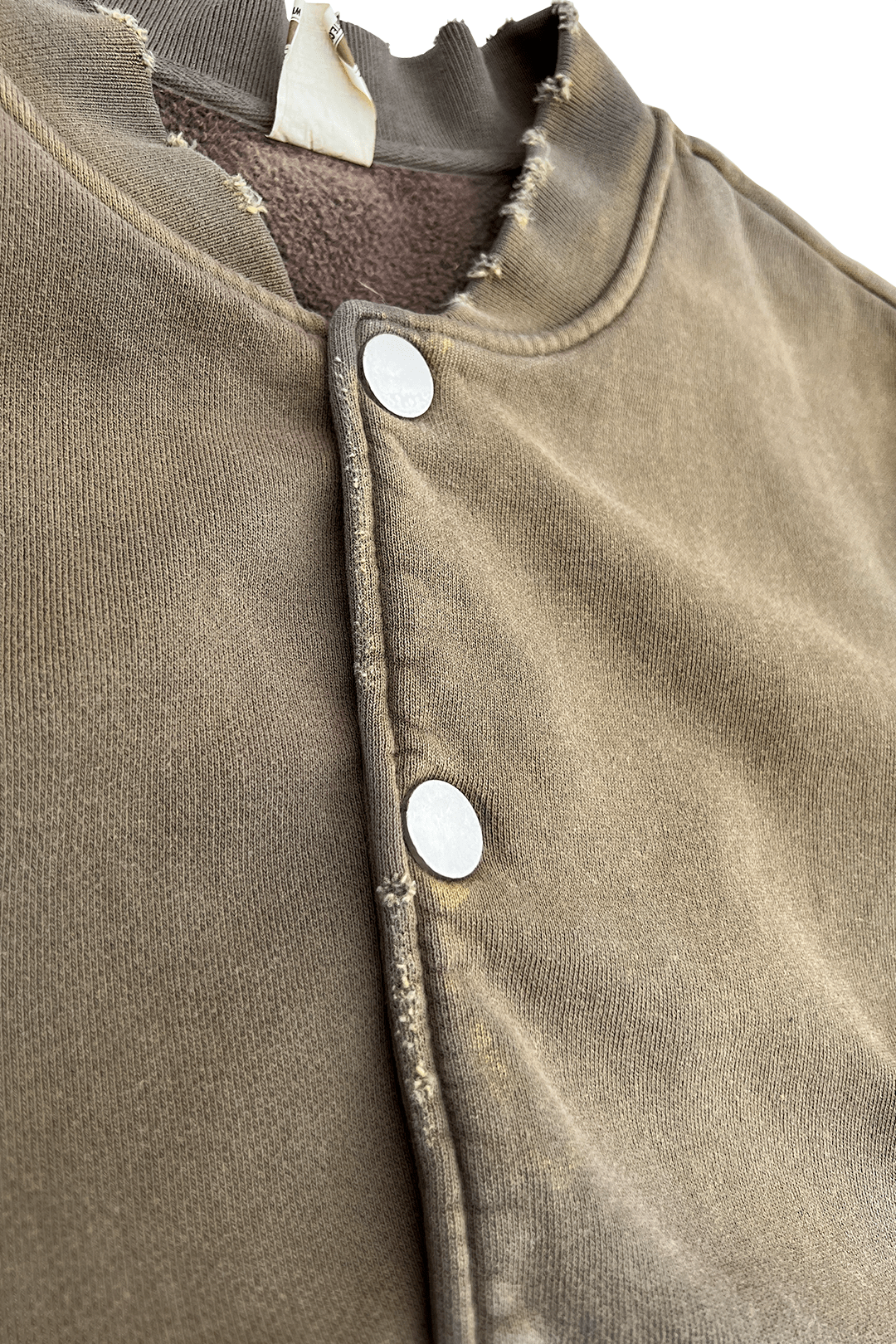 Filtered Sepia Brown Organic Cotton Letterman Jacket with Metal Buttons