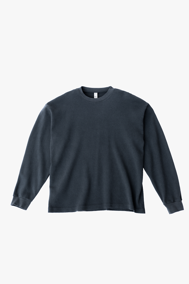 Heavyweight Garment-Dyed Unisex Thermal Crew Neck Long Sleeve Shirt
