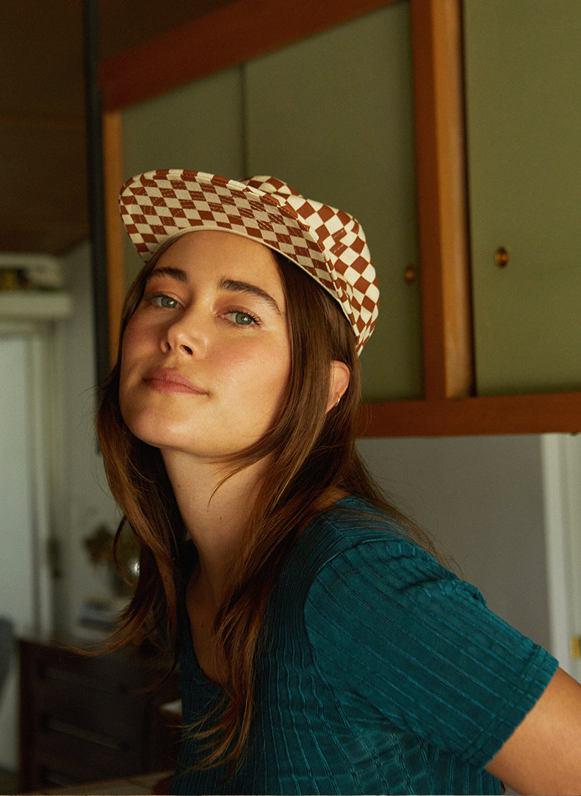 Checkerboard Field Trip Brushed Cotton Twill 5-Panel Adjustable Hat