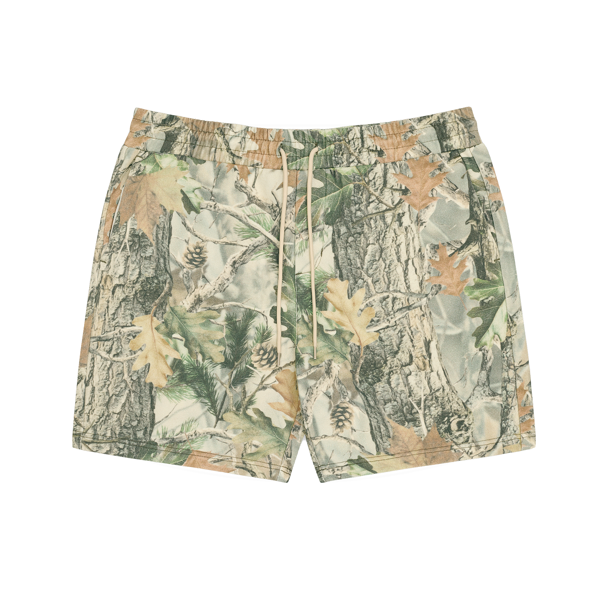 Men's Vintage Wood Camo Volley Shorts Lightweight Quick-Dry 12.5 oz