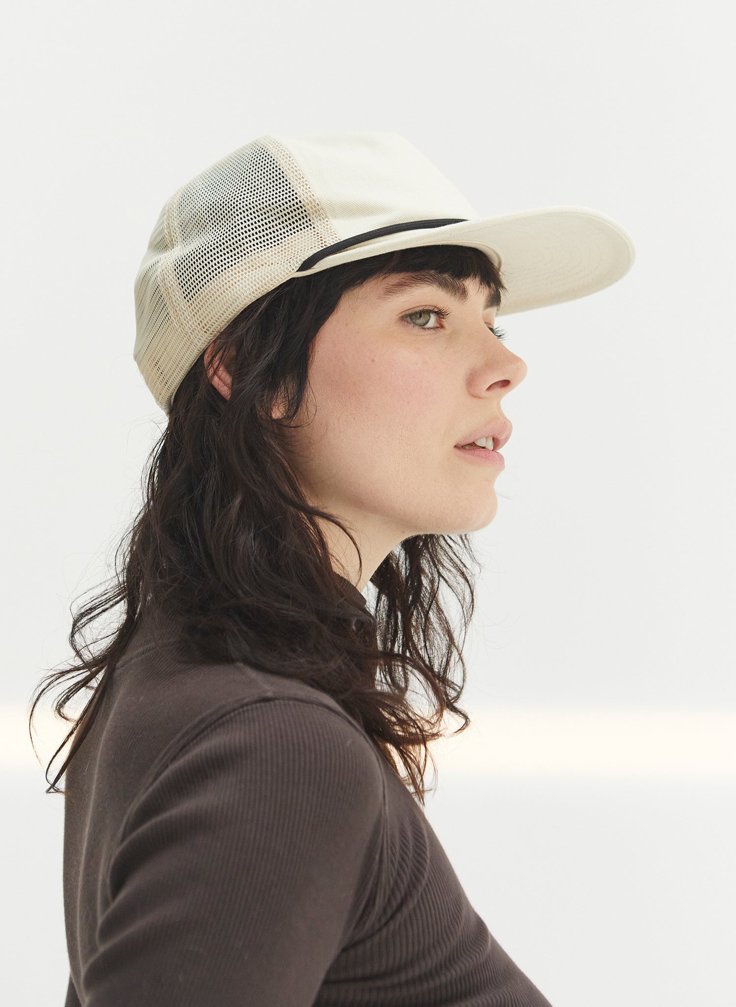 Brushed Cotton Rope Trucker Hat with Curved Brim Snapback