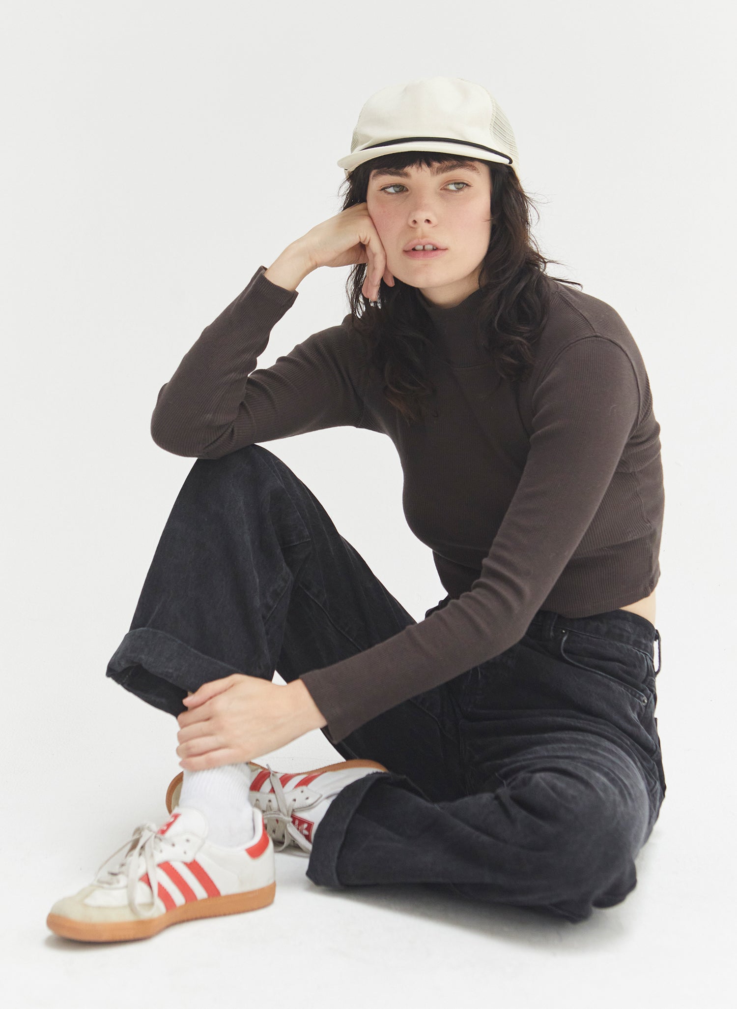 Brushed Cotton Rope Trucker Hat with Curved Brim Snapback