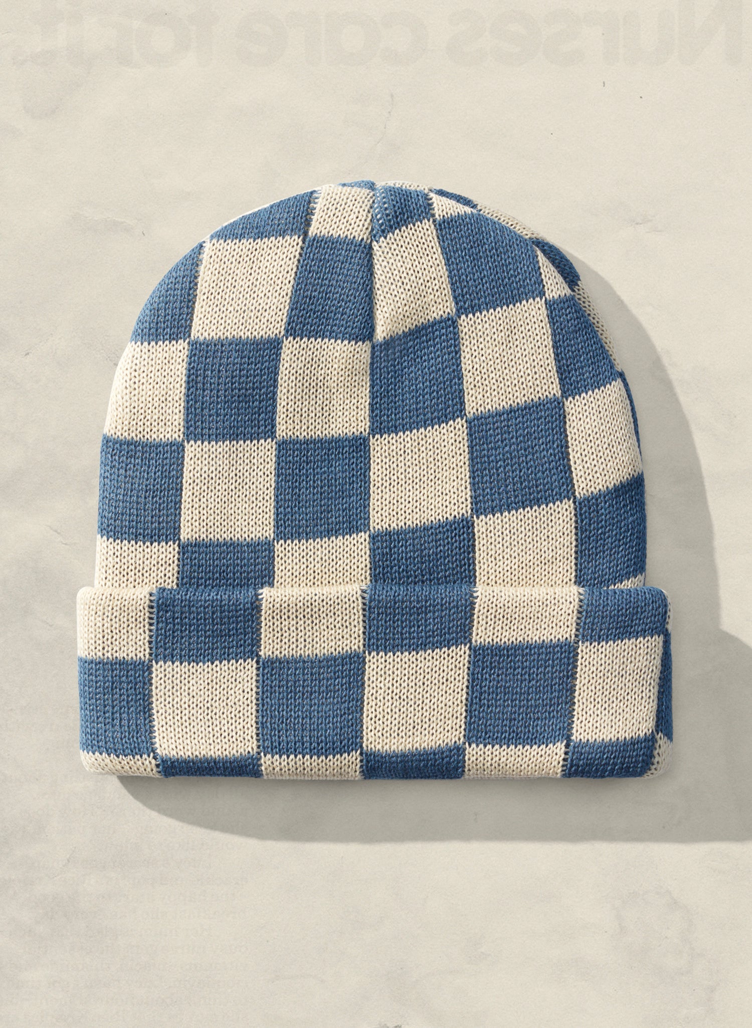Hemp Blend Checkerboard Slacker Beanie Warm Ribbed Knit Hat