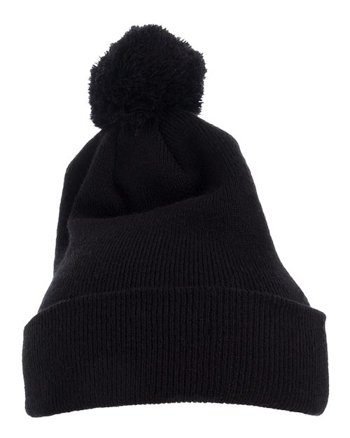 YP Classics Pom-Pom Cuffed Knit Beanie – 12" Uncuffed