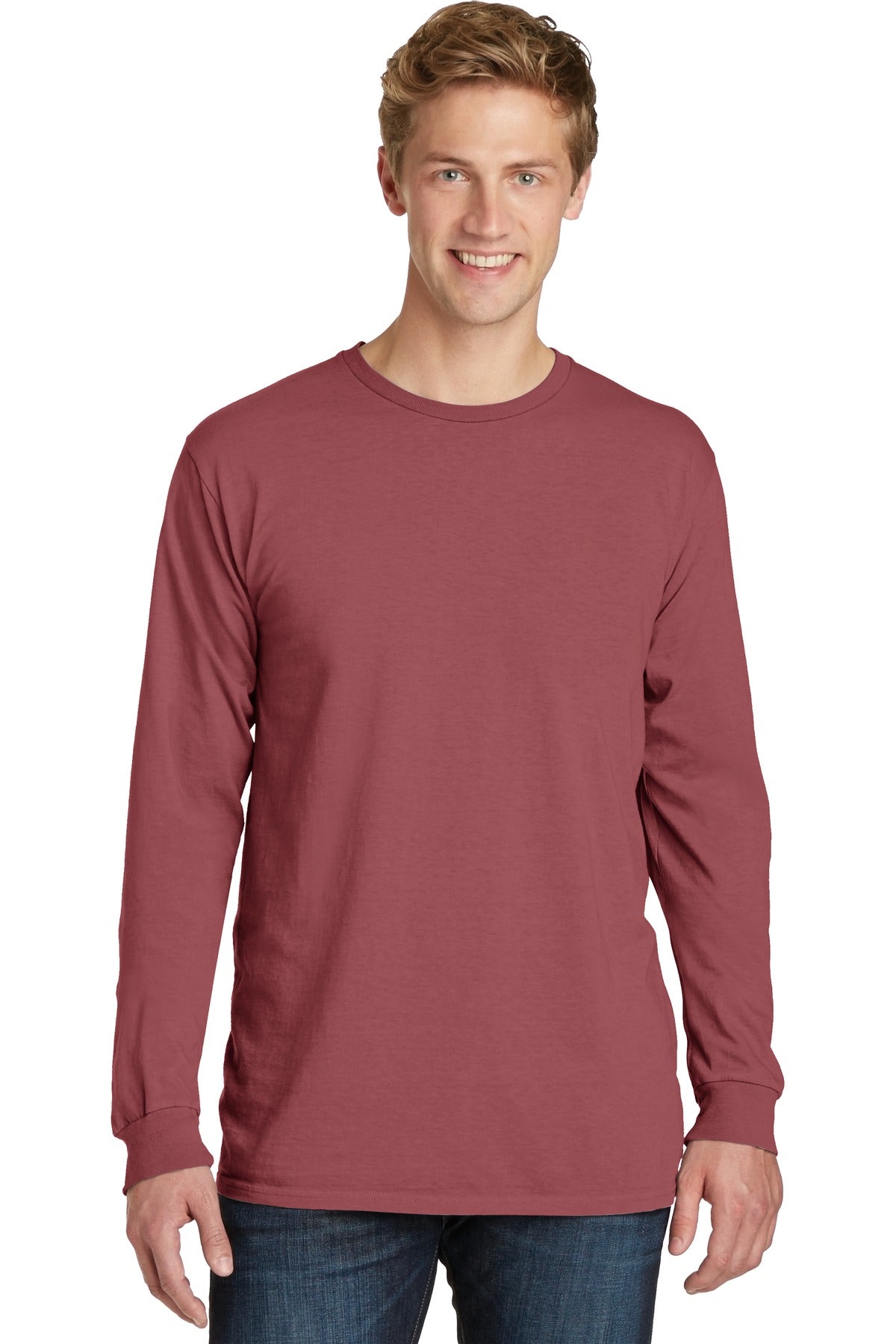 https://images.shirtspace.com/fullsize/Mb52dzBIkOjKlw7Dga7y5A%3D%3D/79293/10444-port-company-pc099ls-beach-wash-garment-dyed-long-sleeve-tee-front-red-rock.jpg
