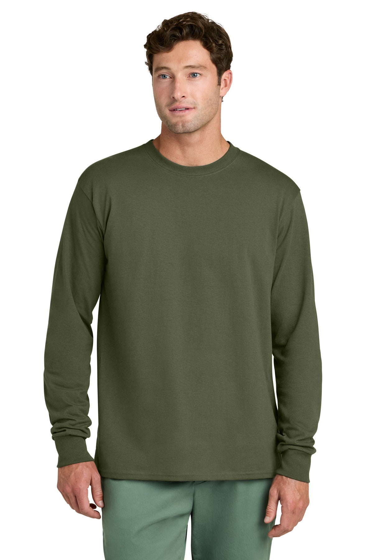 https://images.shirtspace.com/fullsize/Put%2Bsf1vVysmj1wsRRS2bQ%3D%3D/902497/10480-port-company-pc54ls-long-sleeve-core-cotton-tee-front-olive-drab-green.jpg