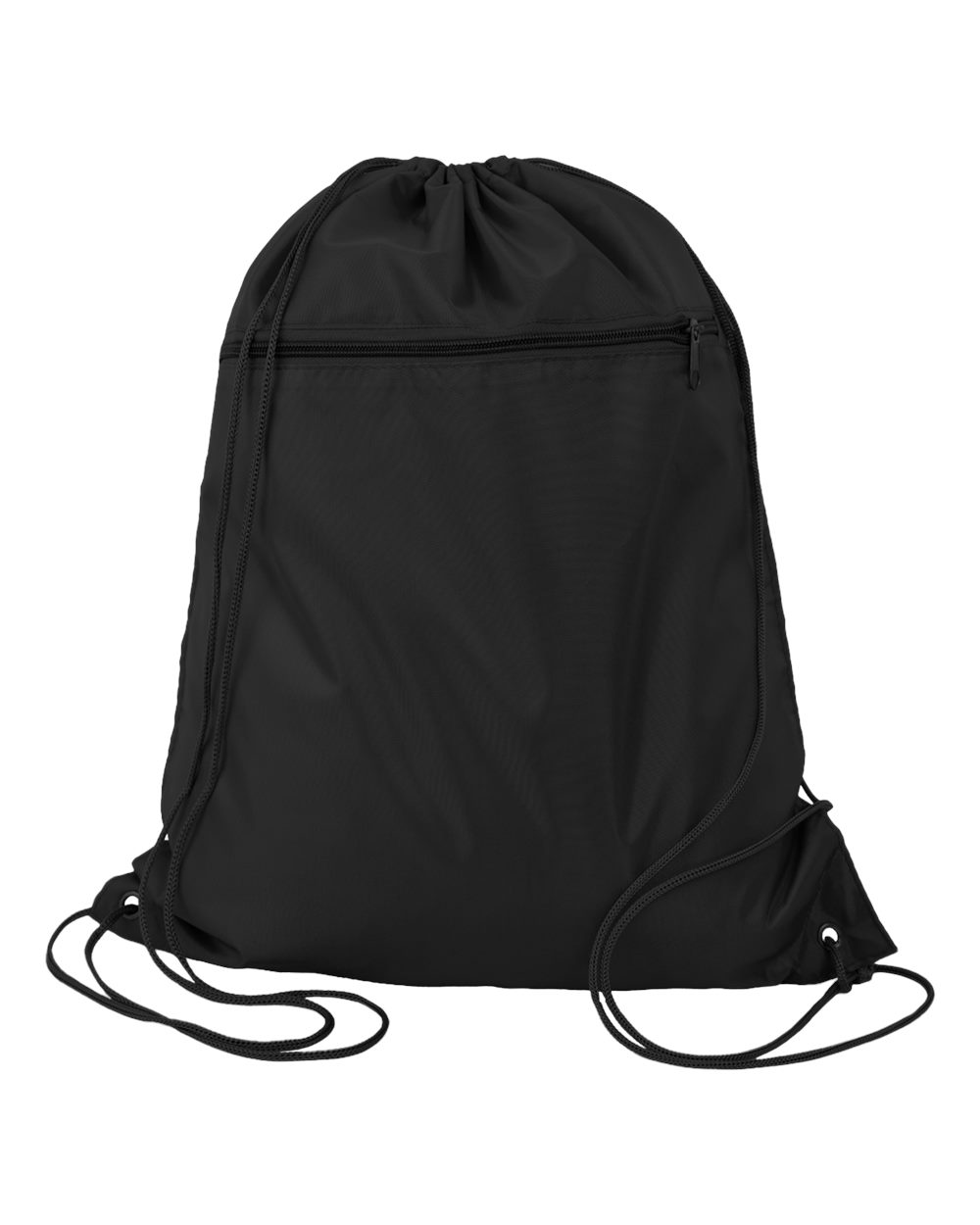 210D Polyester Cinchpack Drawstring Backpack with Zippered Front Pocket
