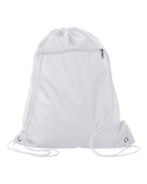 210D Polyester Cinchpack Drawstring Backpack with Zippered Front Pocket