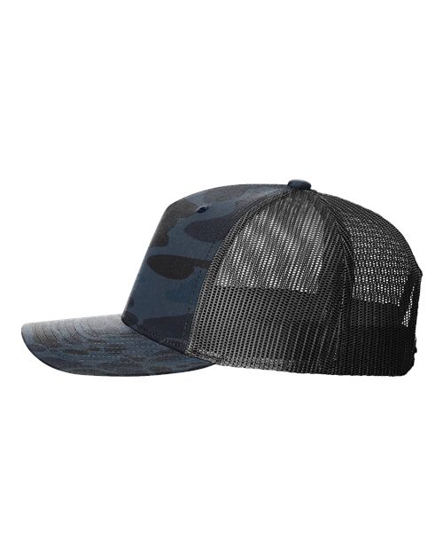 Richardson Five-Panel Printed Trucker Cap, Structured Snapback Adjustable