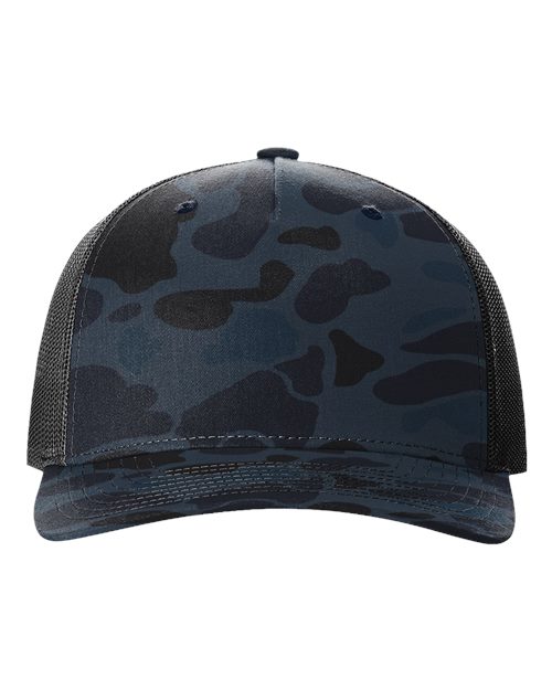 Richardson Five-Panel Printed Trucker Cap, Structured Snapback Adjustable