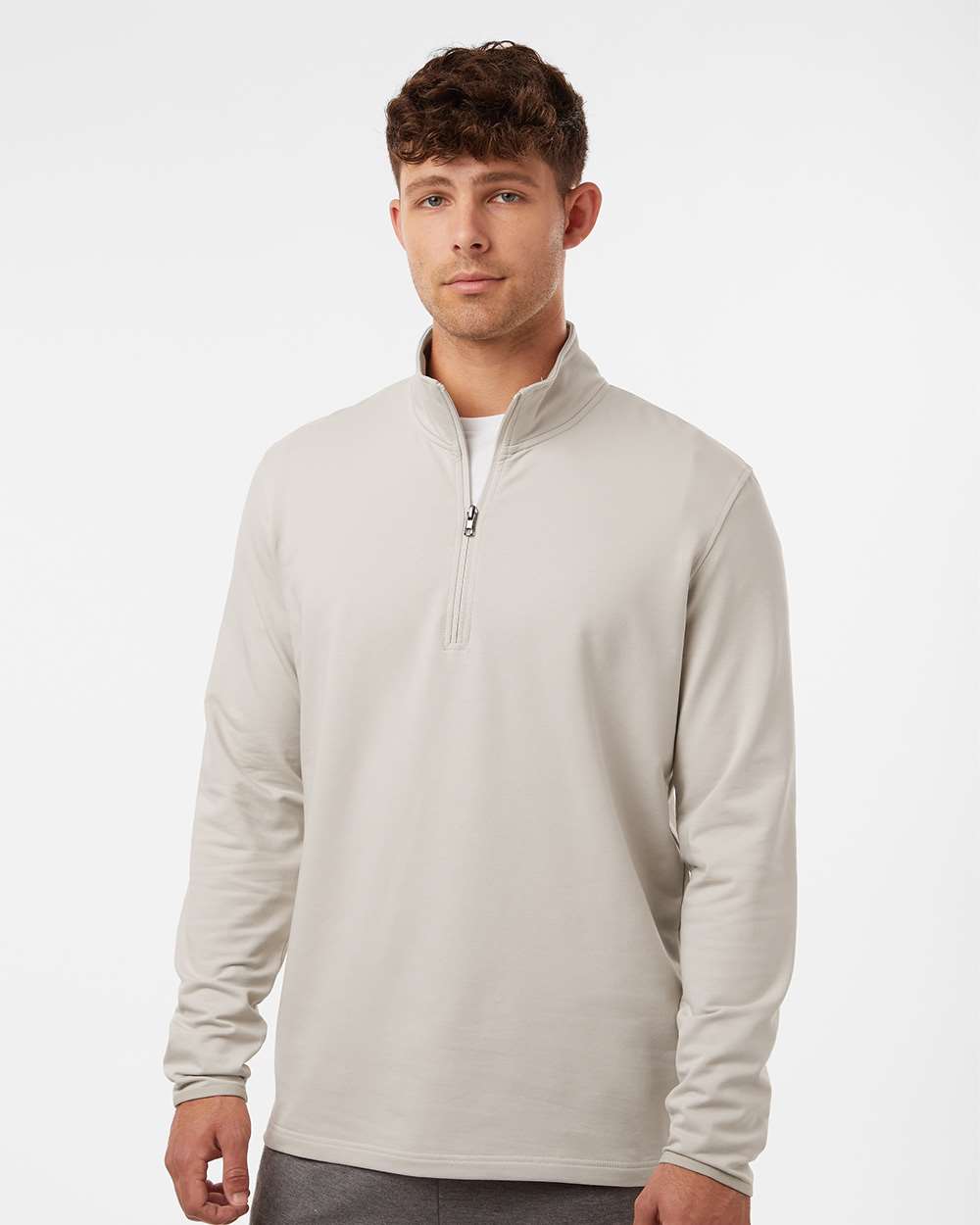 Men's Performance Quarter-Zip Pullover French Terry Stretch Cadet Collar