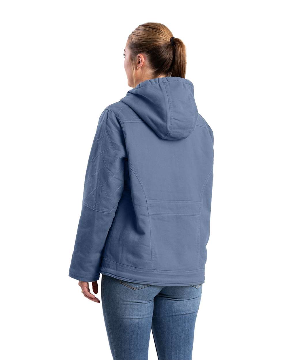 Women's Sherpa-Lined Cotton-Lycra Twill Hooded Work Jacket with Insulation