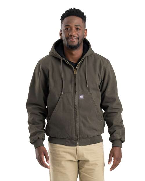 Berne Men's Heartland Washed Cotton Duck Hooded Insulated Jacket