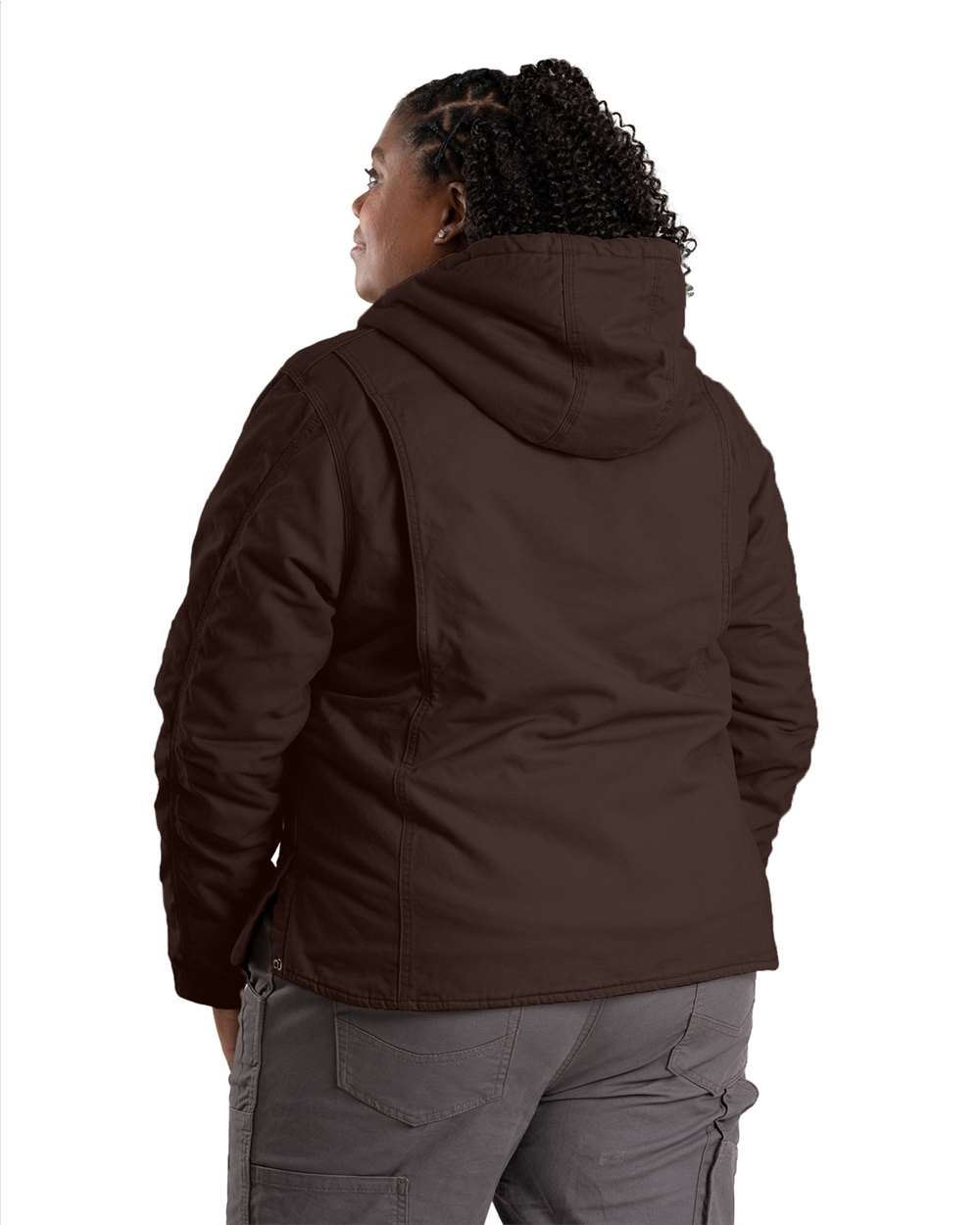 Women's Heavyweight Sherpa-Lined Cotton Duck Hooded Work Coat