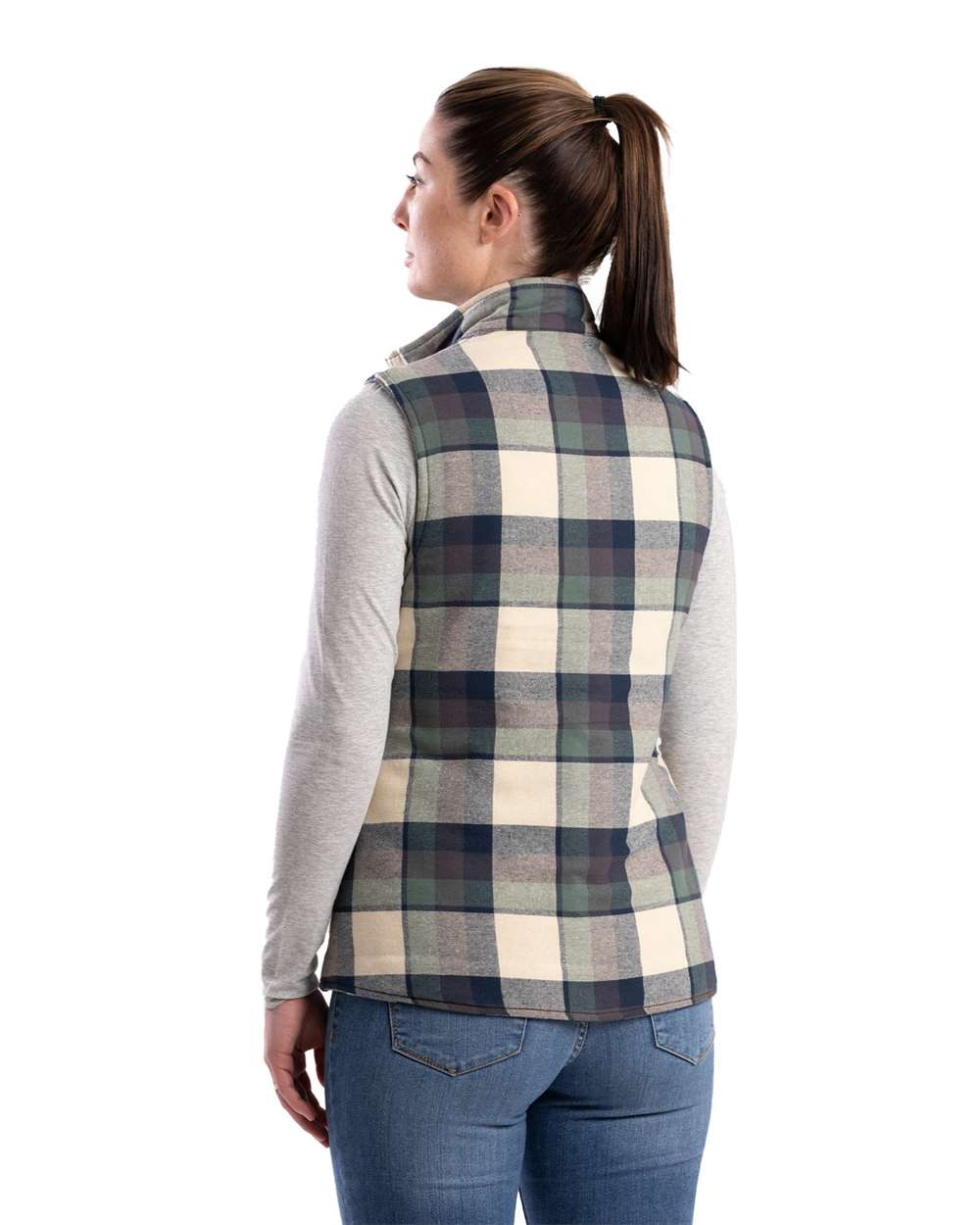 Women's Insulated Flannel Vest with Fleece Lining and Pockets