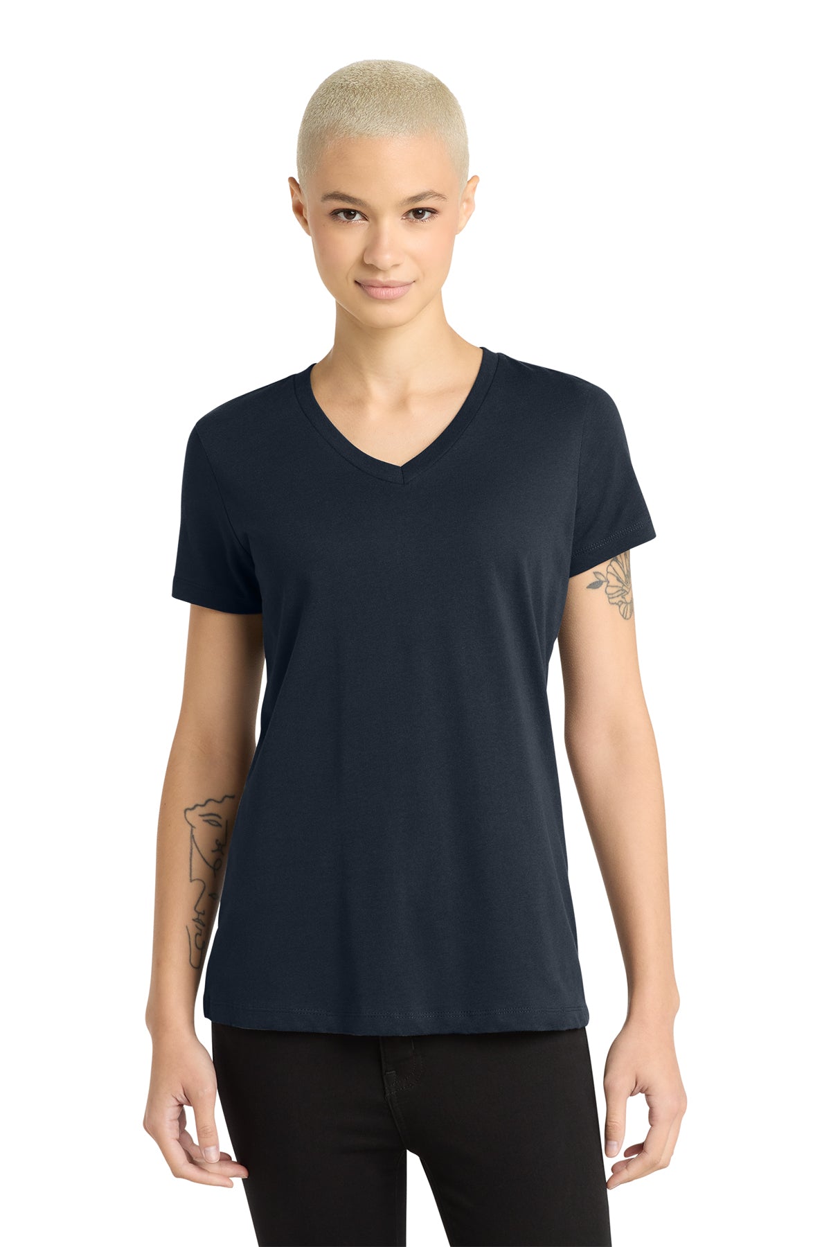 District Women's Perfect Weight V-Neck Tee 100% Combed Ring-Spun Cotton