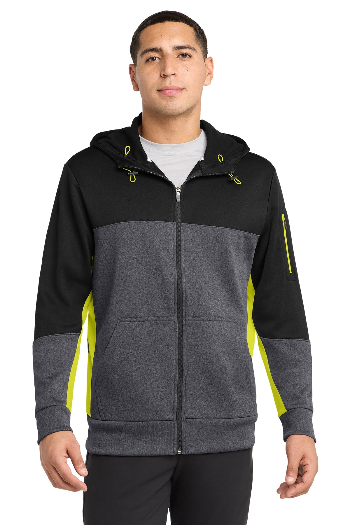 Sport-Tek Performance Tech Fleece Full-Zip Hooded Jacket with Media Pocket