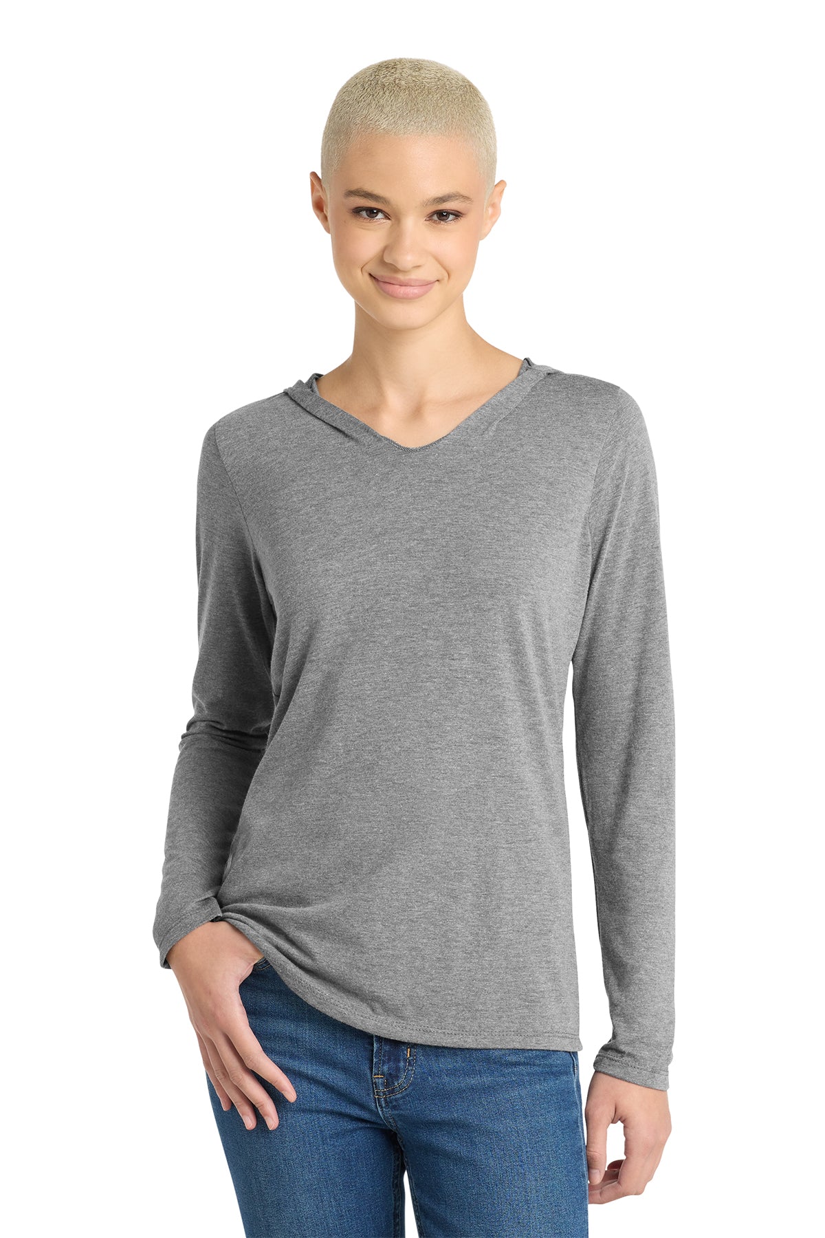 District Women's Perfect Tri Long Sleeve V-Neck Hoodie Lightweight