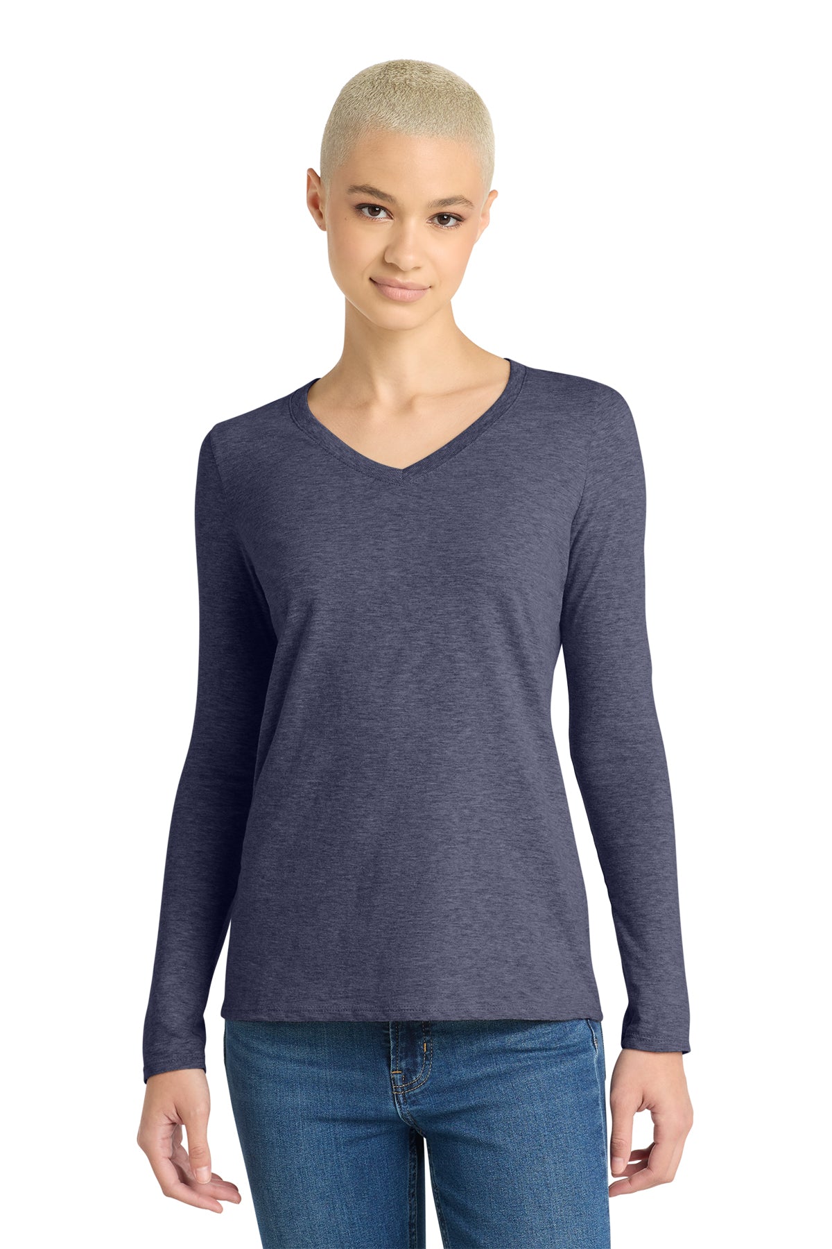 District Women's Very Important Long Sleeve V-Neck Cotton Tee