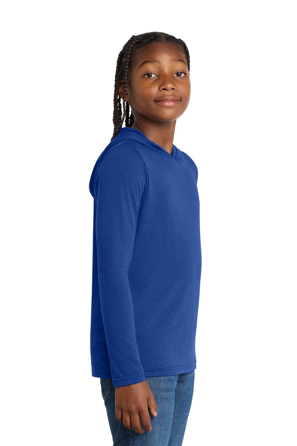 Youth Tri-Blend Long Sleeve Hoodie Lightweight Breathable Tear-Away Label