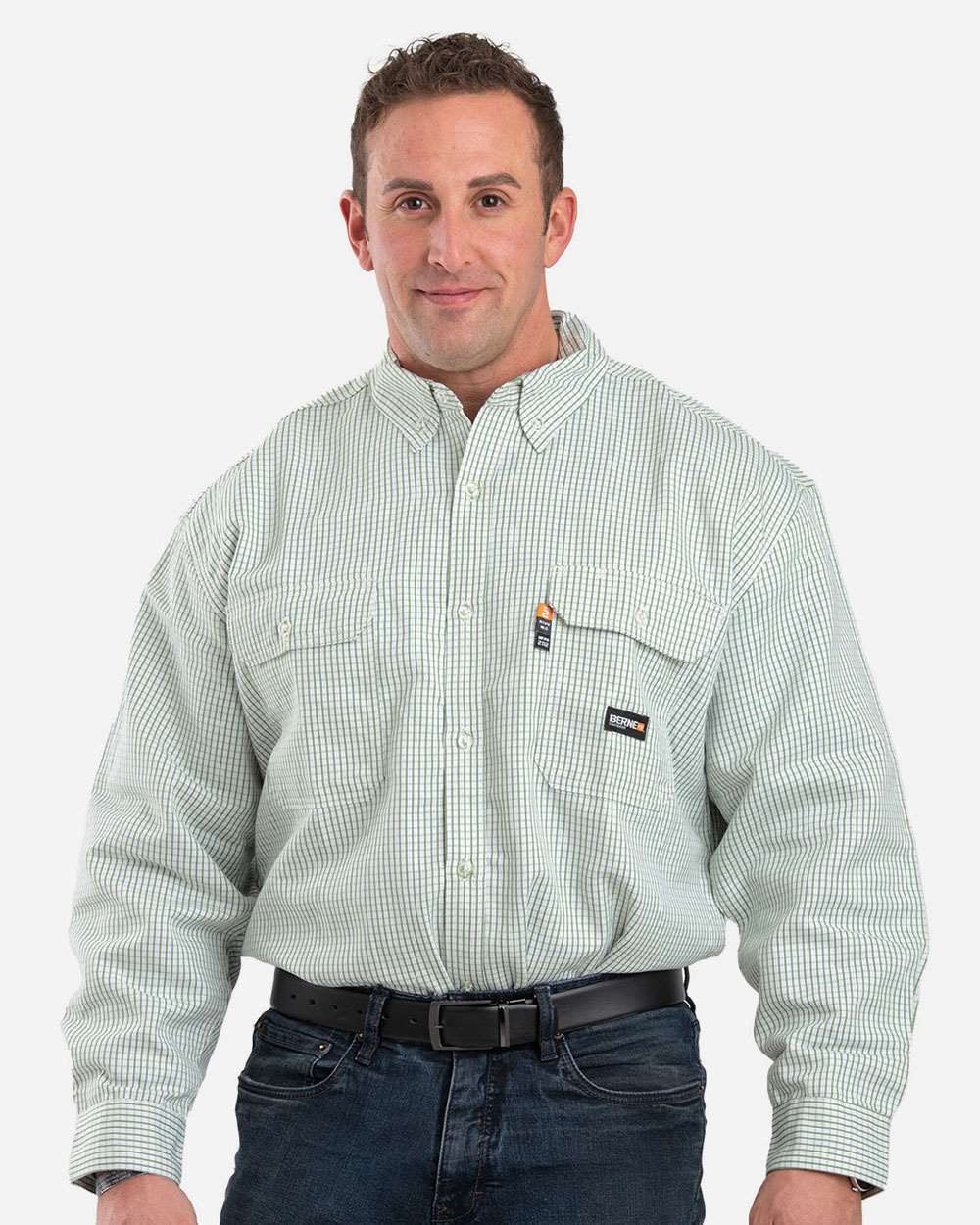 Berne Flame-Resistant Down Plaid Work Shirt with Safety Certifications
